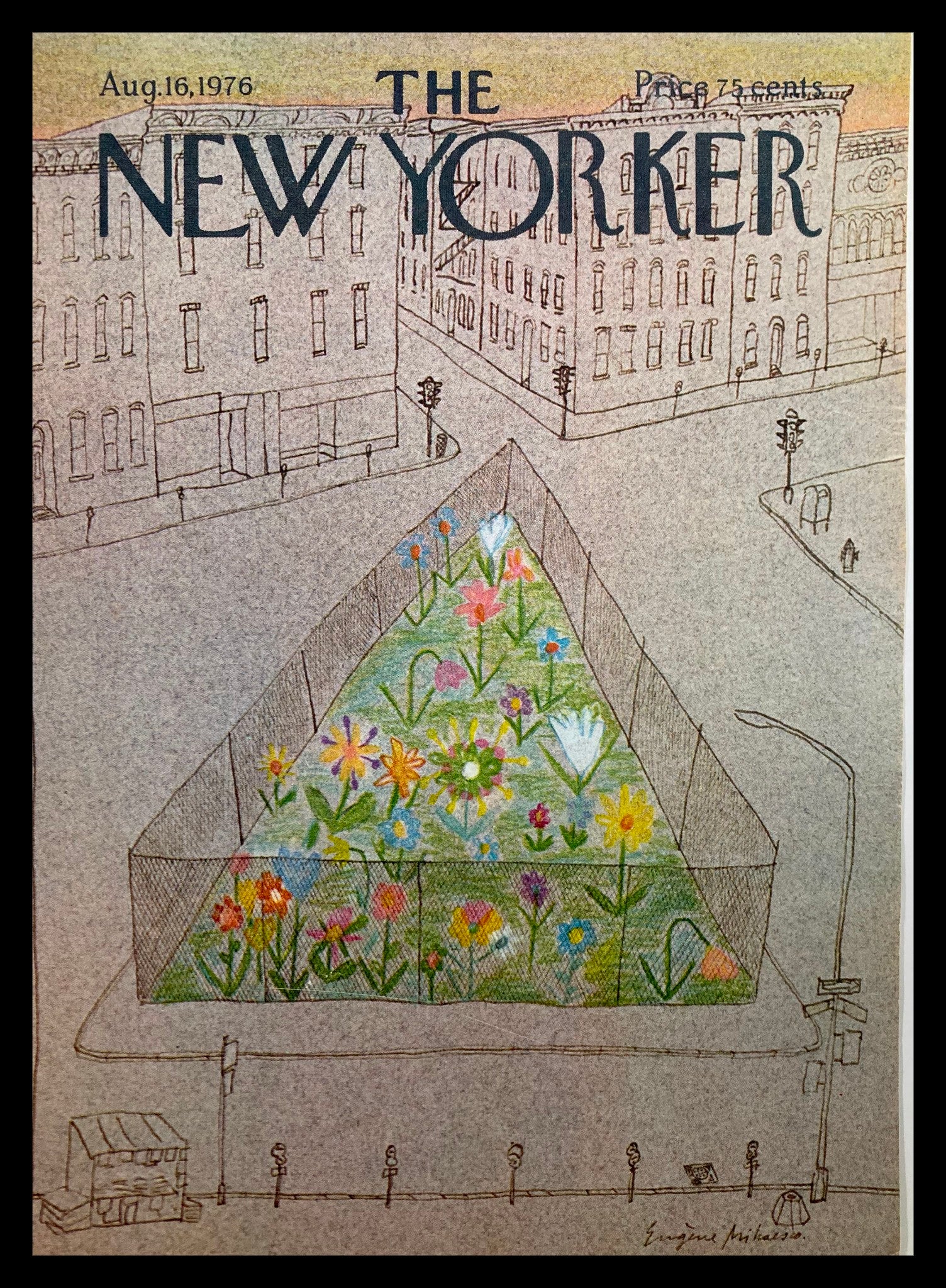 COVER ONLY The New Yorker August 16 1976 Street Painting by E. Mihaesco No Label