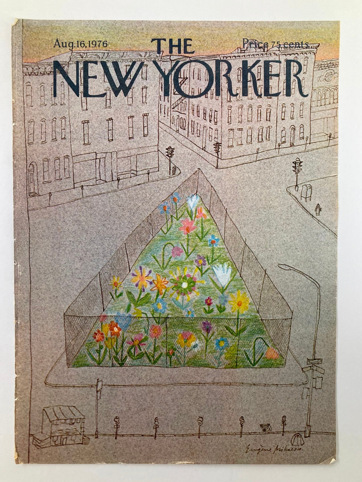 COVER ONLY The New Yorker August 16 1976 Street Painting by E. Mihaesco No Label