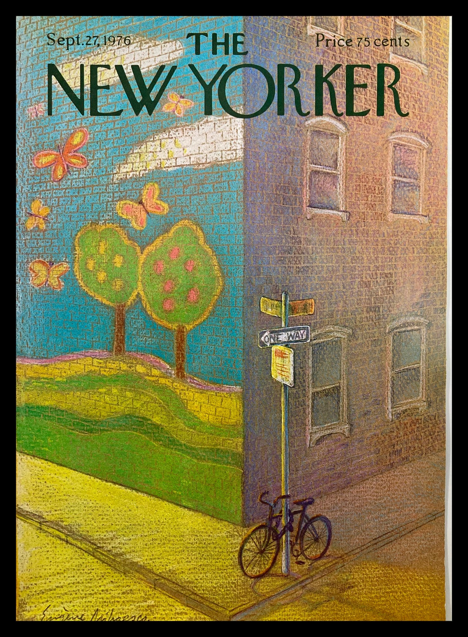 COVER ONLY The New Yorker September 27 1976 One Way by Eugene Mihaesco No Label