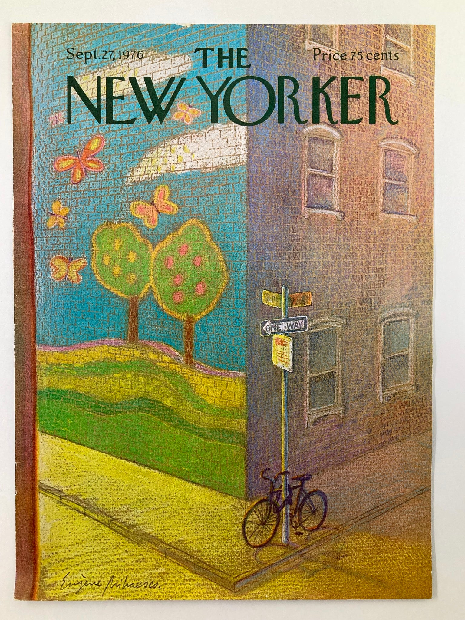 COVER ONLY The New Yorker September 27 1976 One Way by Eugene Mihaesco No Label