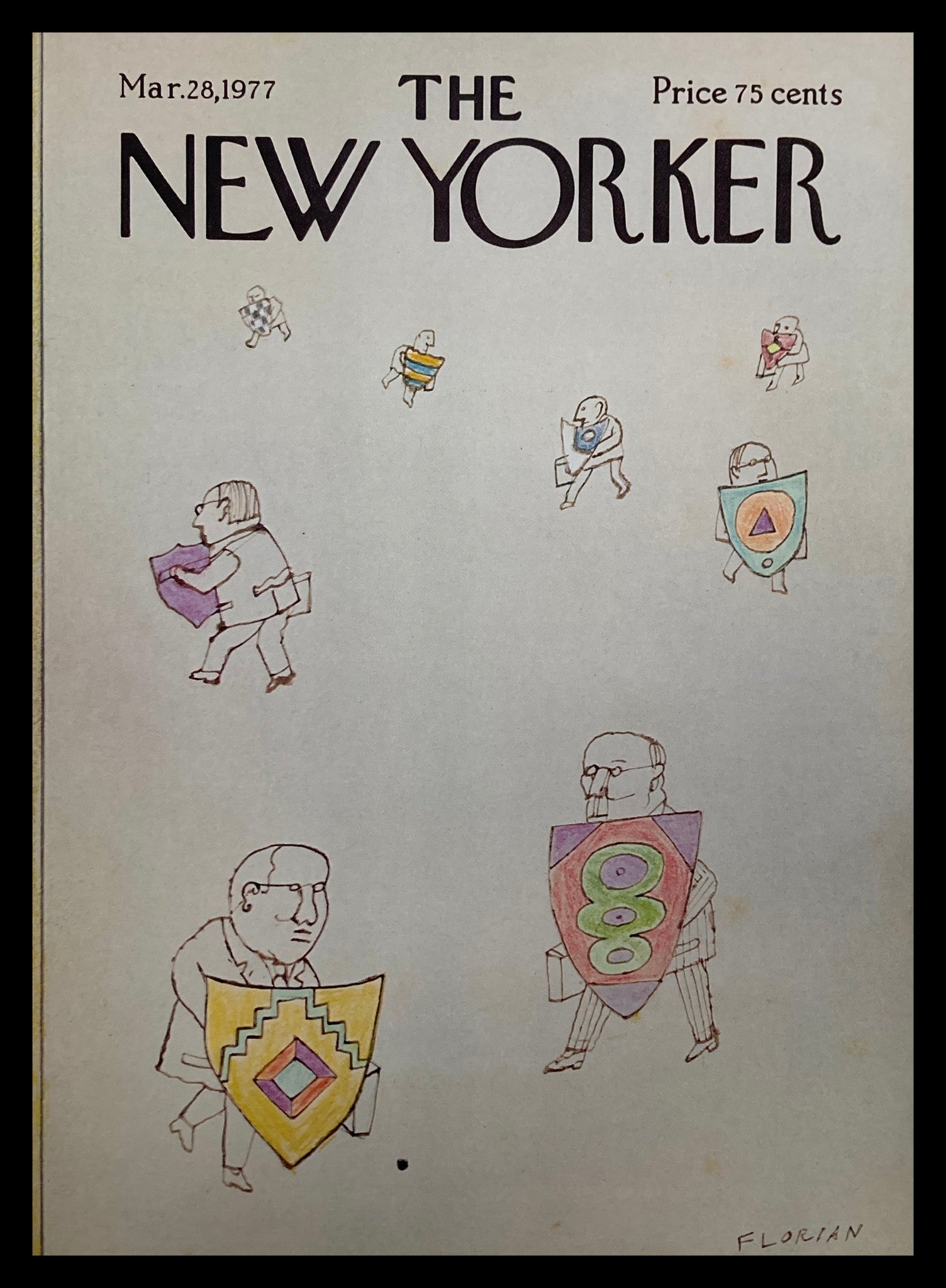 COVER ONLY The New Yorker March 29 1977 Guard Up by Florian No Label