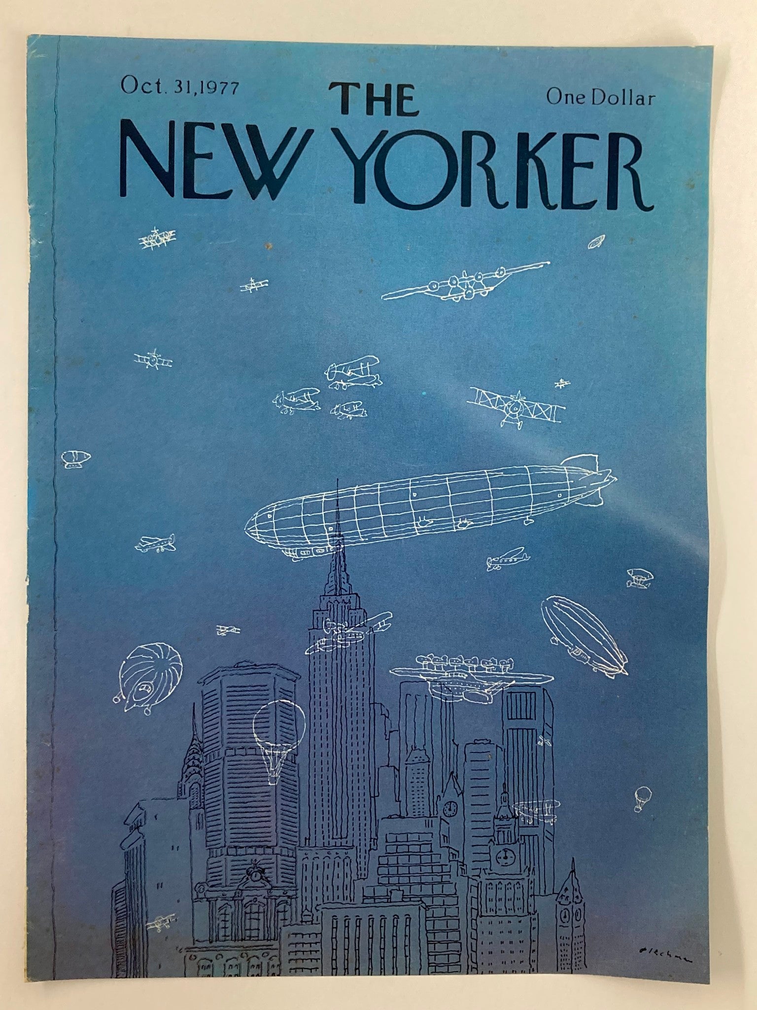 COVER ONLY The New Yorker October 31 1977 Airship by R.O. Blechman No Label