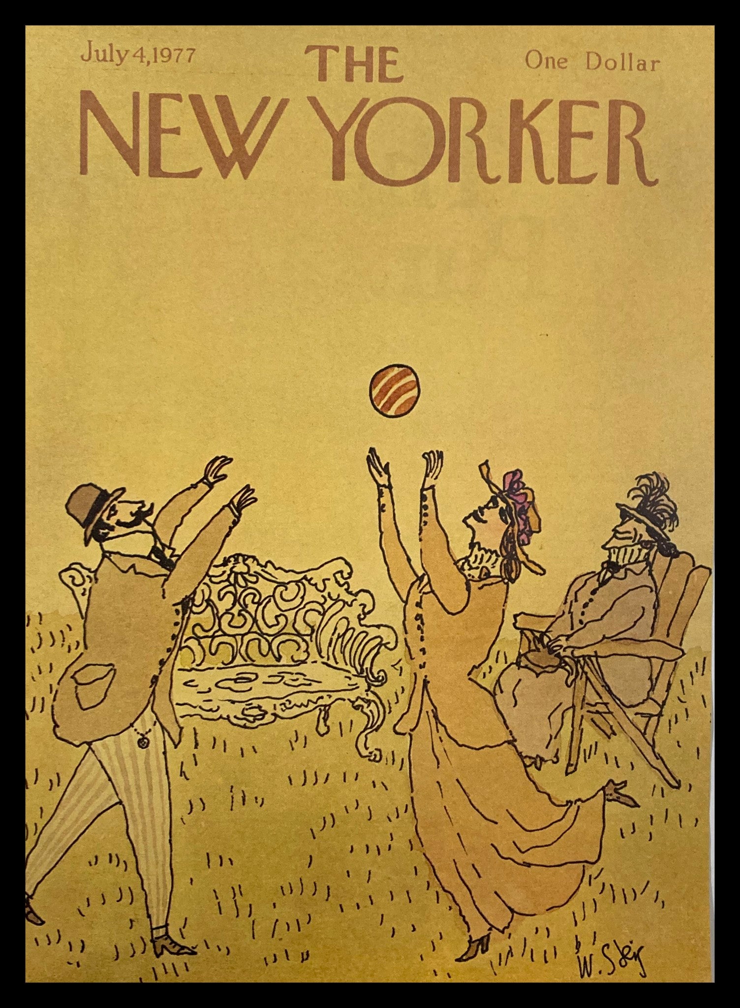 COVER ONLY The New Yorker July 4 1977 Play Ball by William Steig No Label