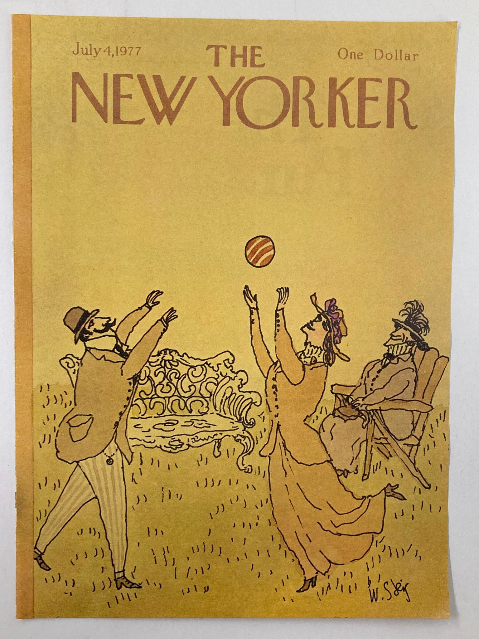 COVER ONLY The New Yorker July 4 1977 Play Ball by William Steig No Label