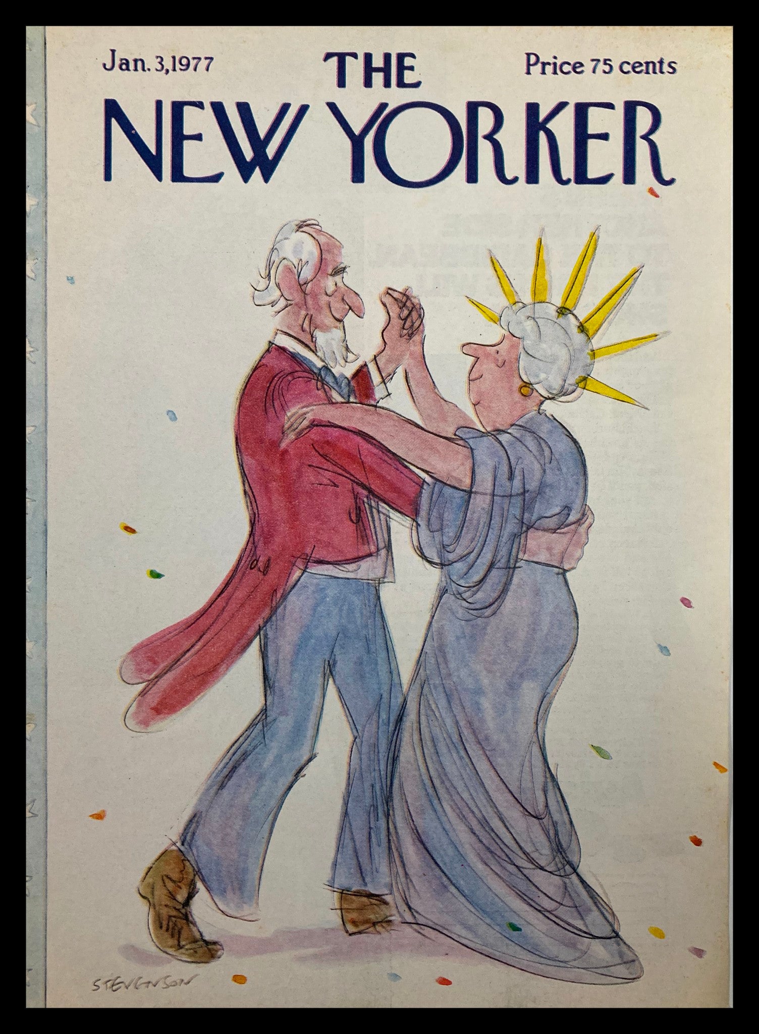 COVER ONLY The New Yorker January 3 1977 Sam & Liberty by James S. No Label