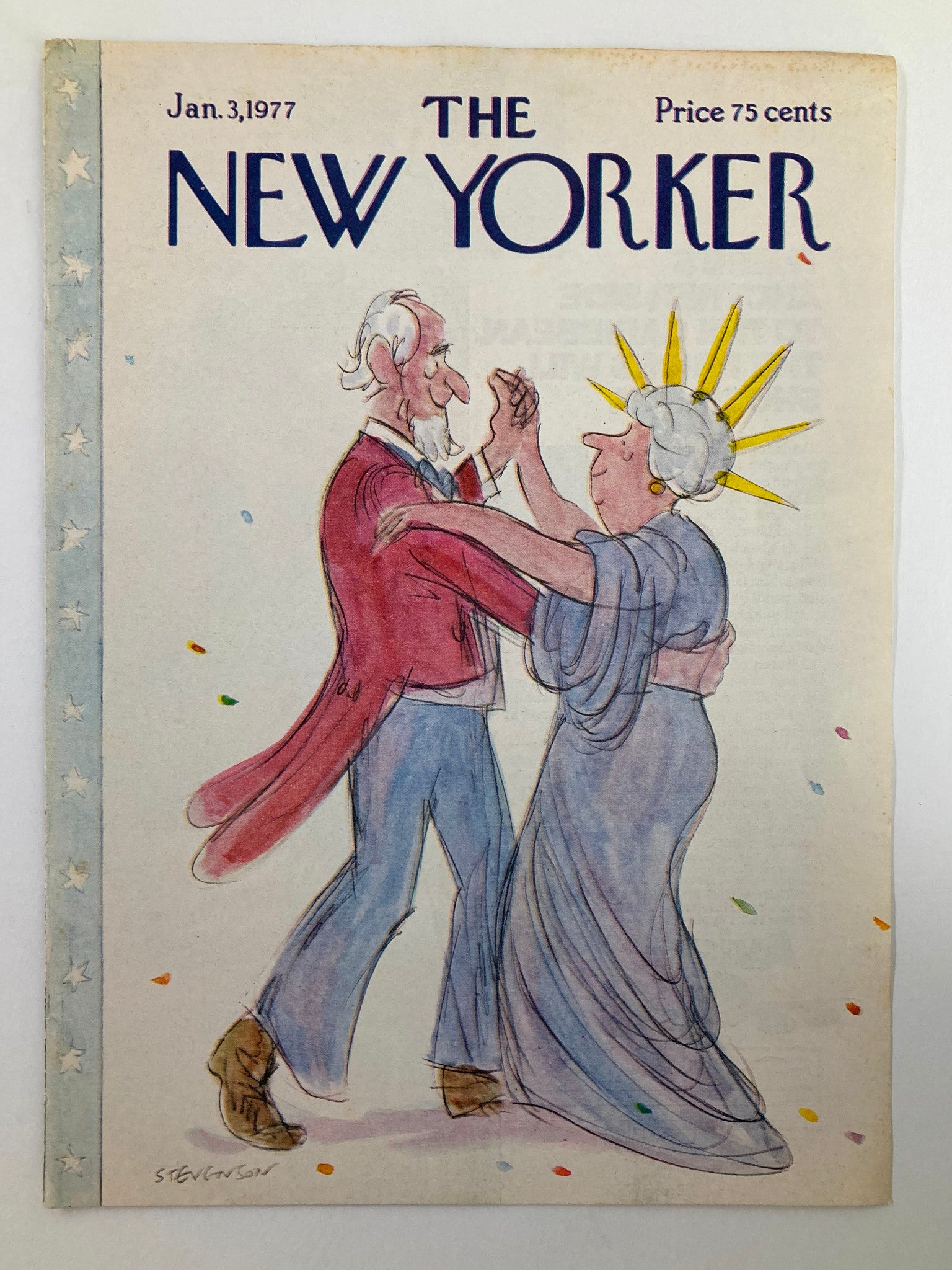 COVER ONLY The New Yorker January 3 1977 Sam & Liberty by James S. No Label