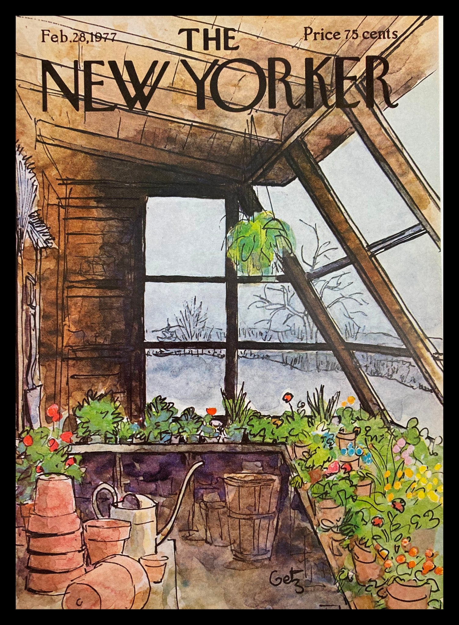 COVER ONLY The New Yorker February 28 1977 Green Room by Arthur Getz No Label