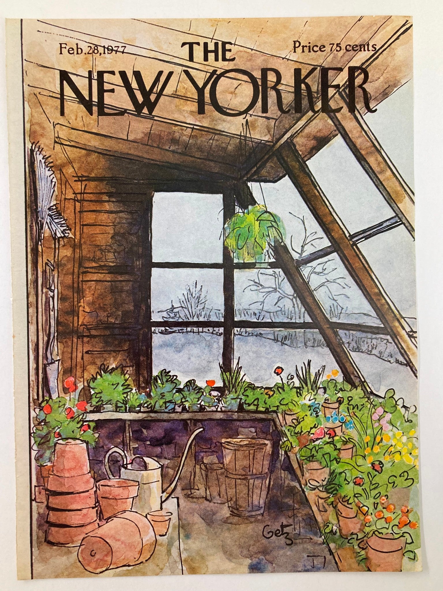 COVER ONLY The New Yorker February 28 1977 Green Room by Arthur Getz No Label