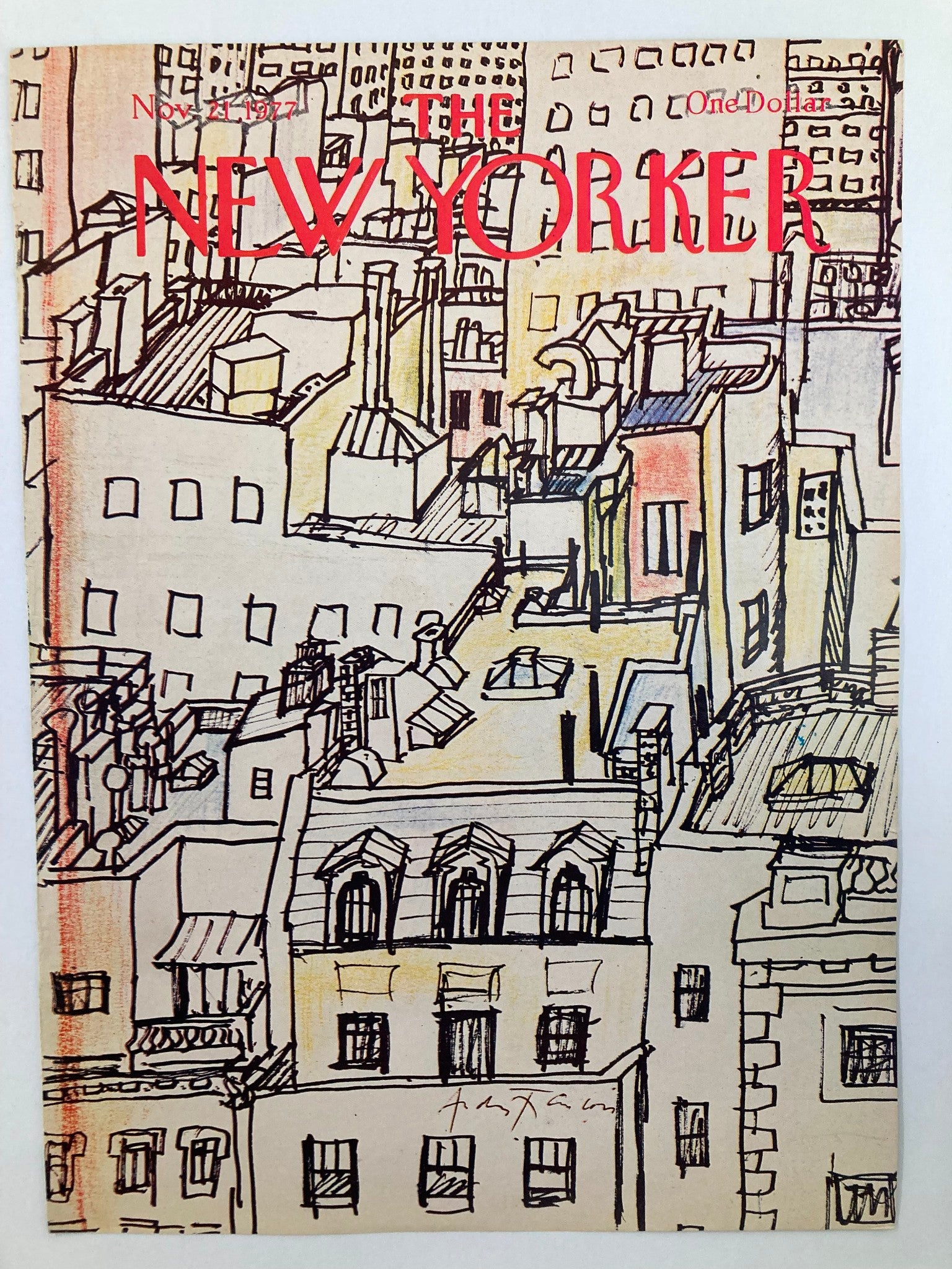 COVER ONLY The New Yorker November 21 1977 Rooftops by Andrei Francois No Label