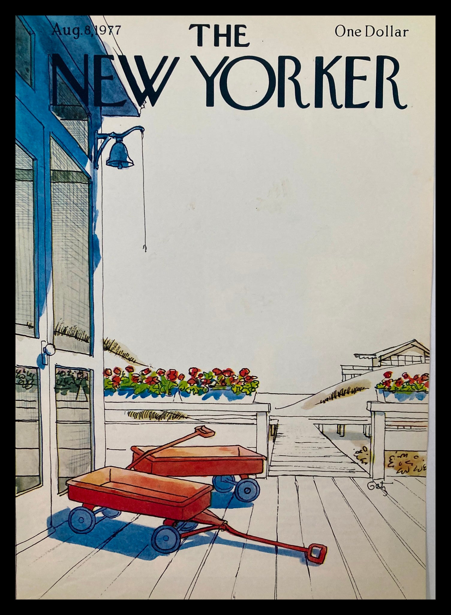 COVER ONLY The New Yorker August 8 1977 Red Cart by Arthur Getz No Label