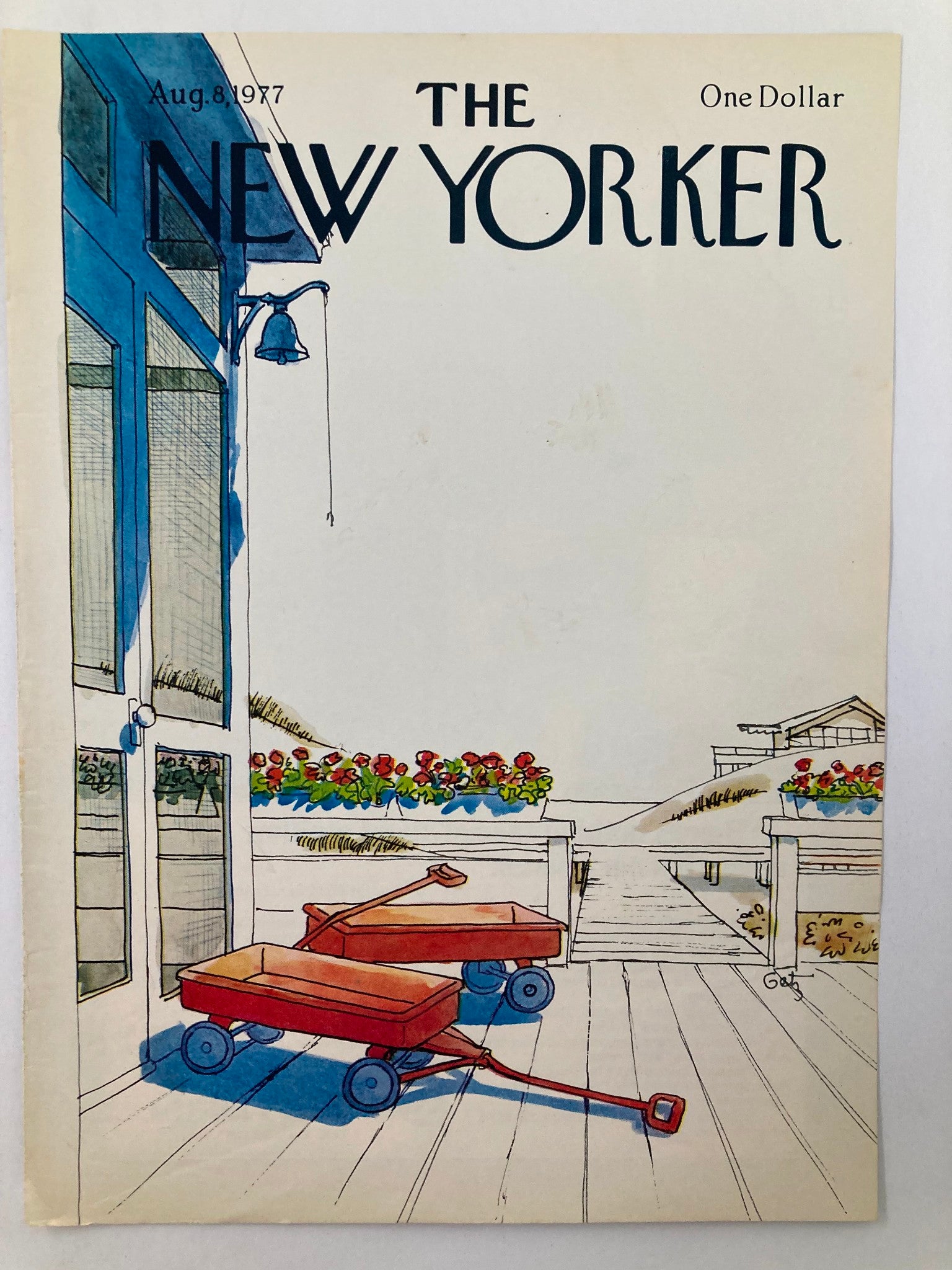 COVER ONLY The New Yorker August 8 1977 Red Cart by Arthur Getz No Label