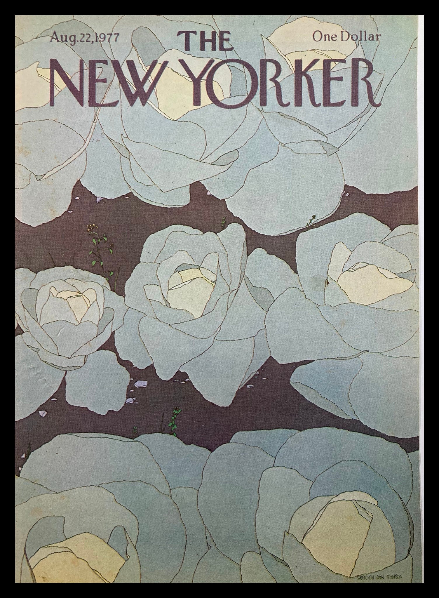 COVER ONLY The New Yorker August 22 1977 Cabbage by Gretchen Simpson No Label