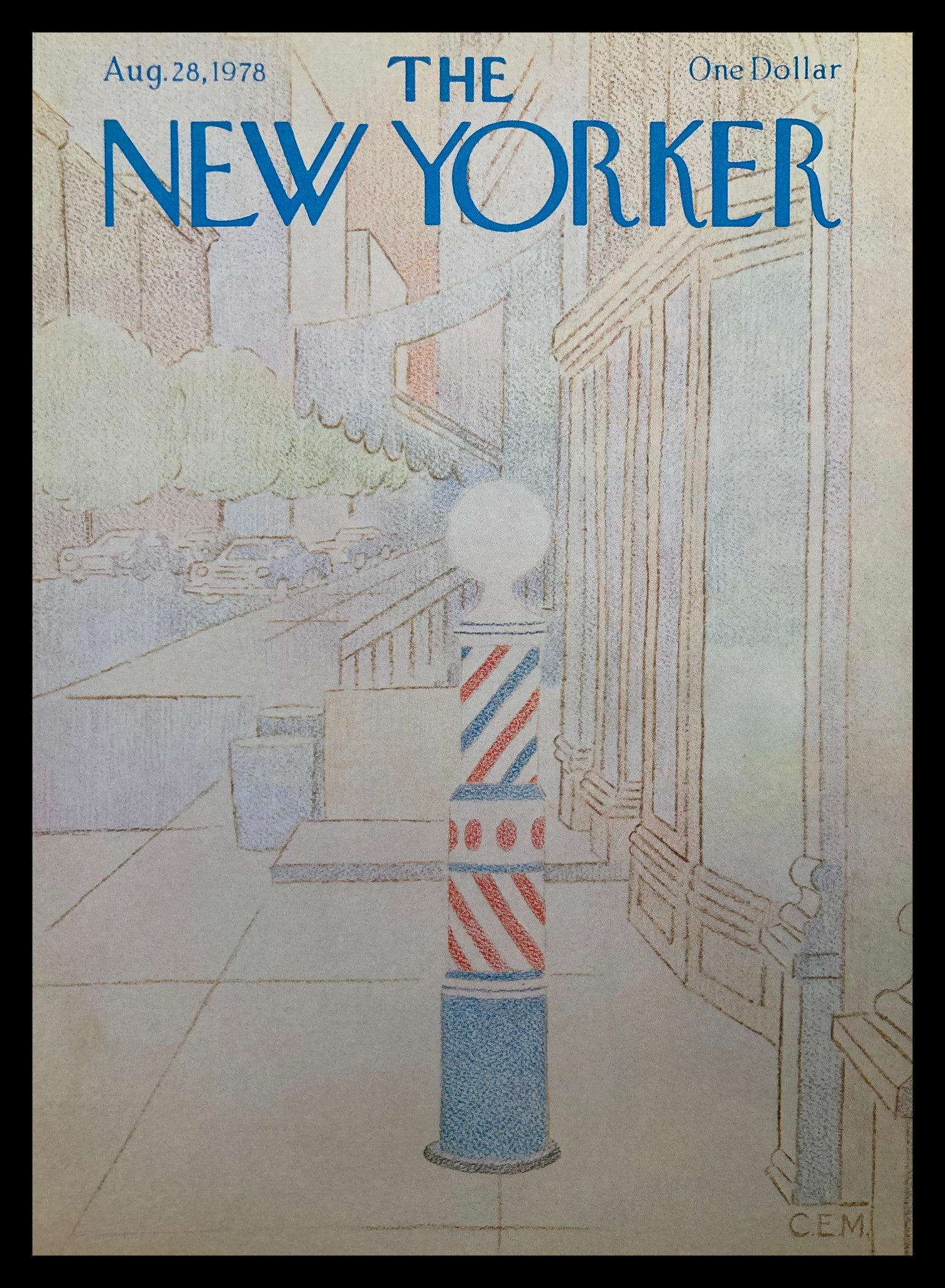 COVER ONLY The New Yorker August 28 1978 Barbershop by Charles E Martin No Label