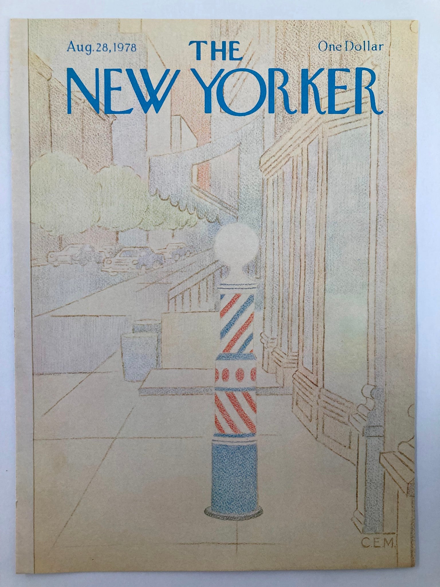 COVER ONLY The New Yorker August 28 1978 Barbershop by Charles E Martin No Label