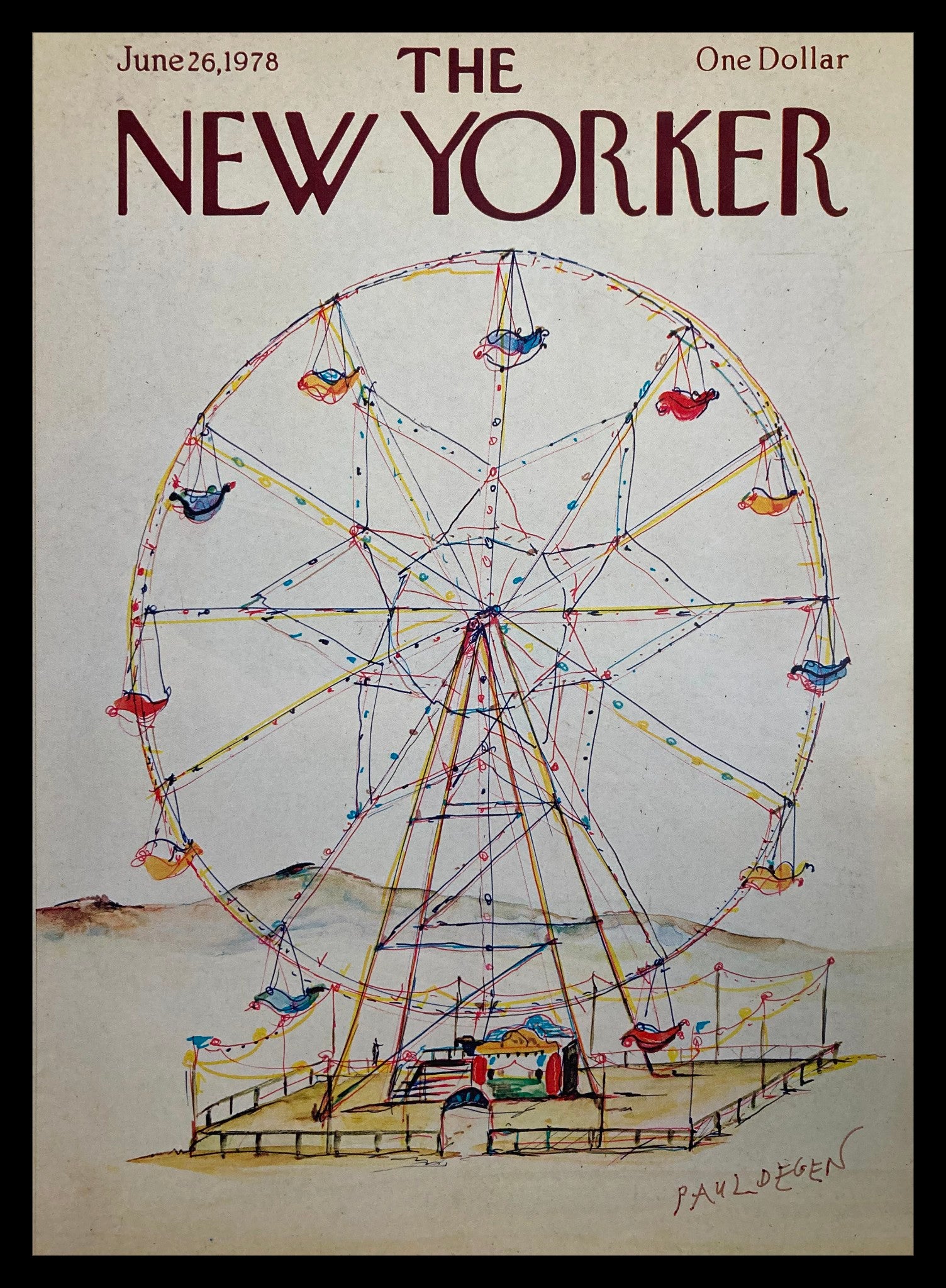 COVER ONLY The New Yorker June 26 1978 Ferris Wheel by Paul Degen No Label