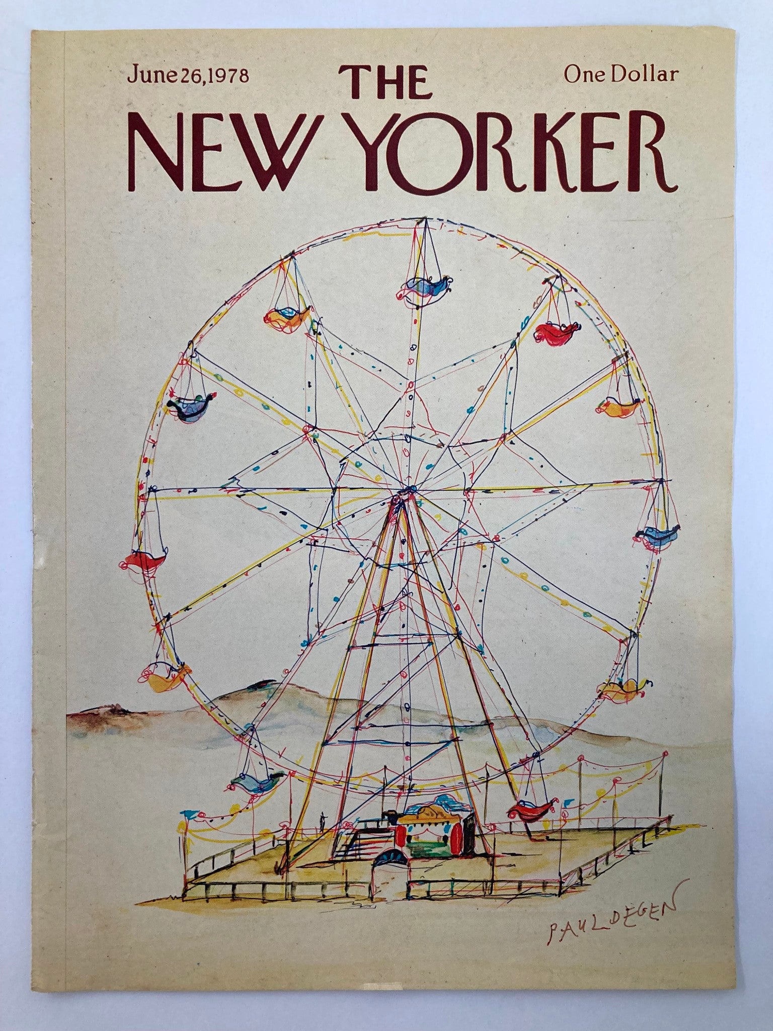 COVER ONLY The New Yorker June 26 1978 Ferris Wheel by Paul Degen No Label