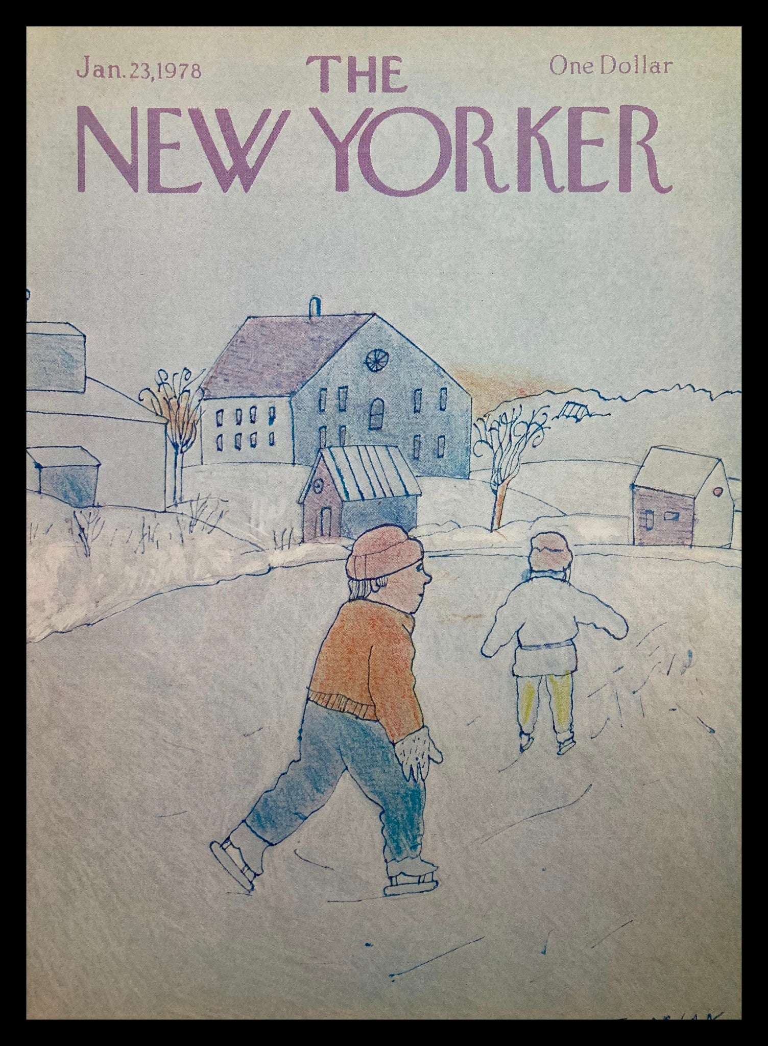 COVER ONLY The New Yorker January 23 1978 Play in the Snow by Florian No Label