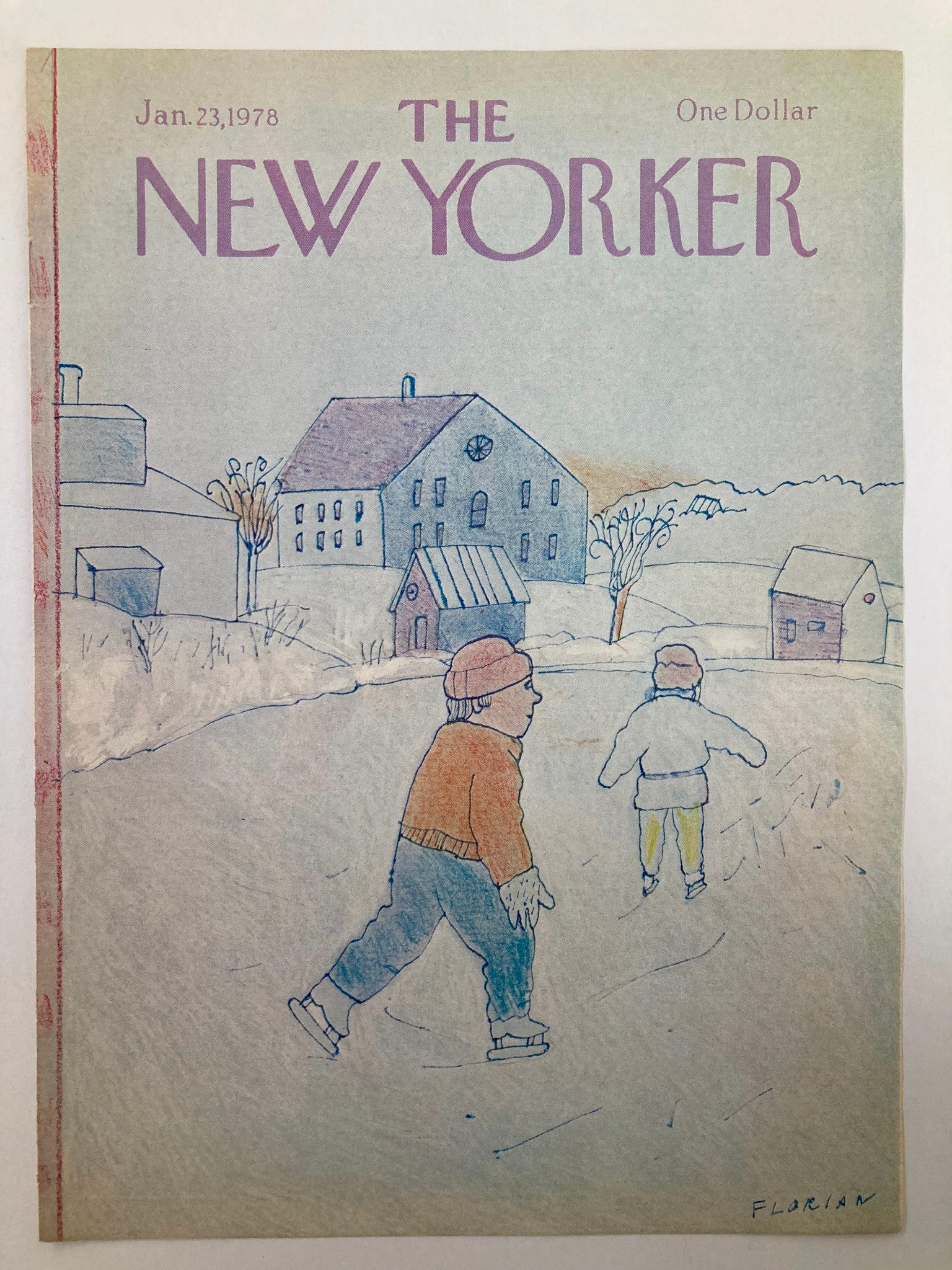 COVER ONLY The New Yorker January 23 1978 Play in the Snow by Florian No Label