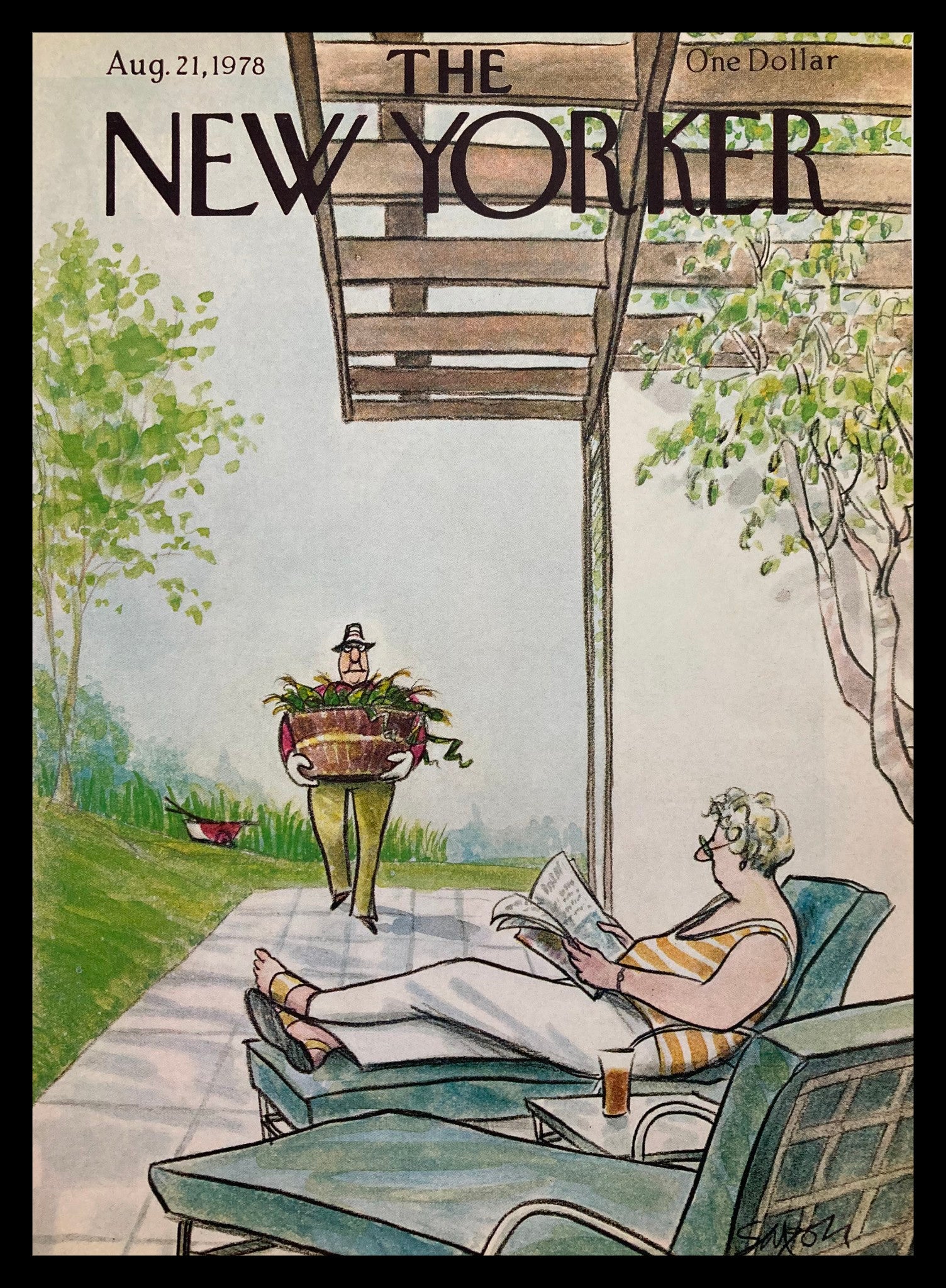 COVER ONLY The New Yorker August 21 1978 Delivery by Charles Saxon No Label