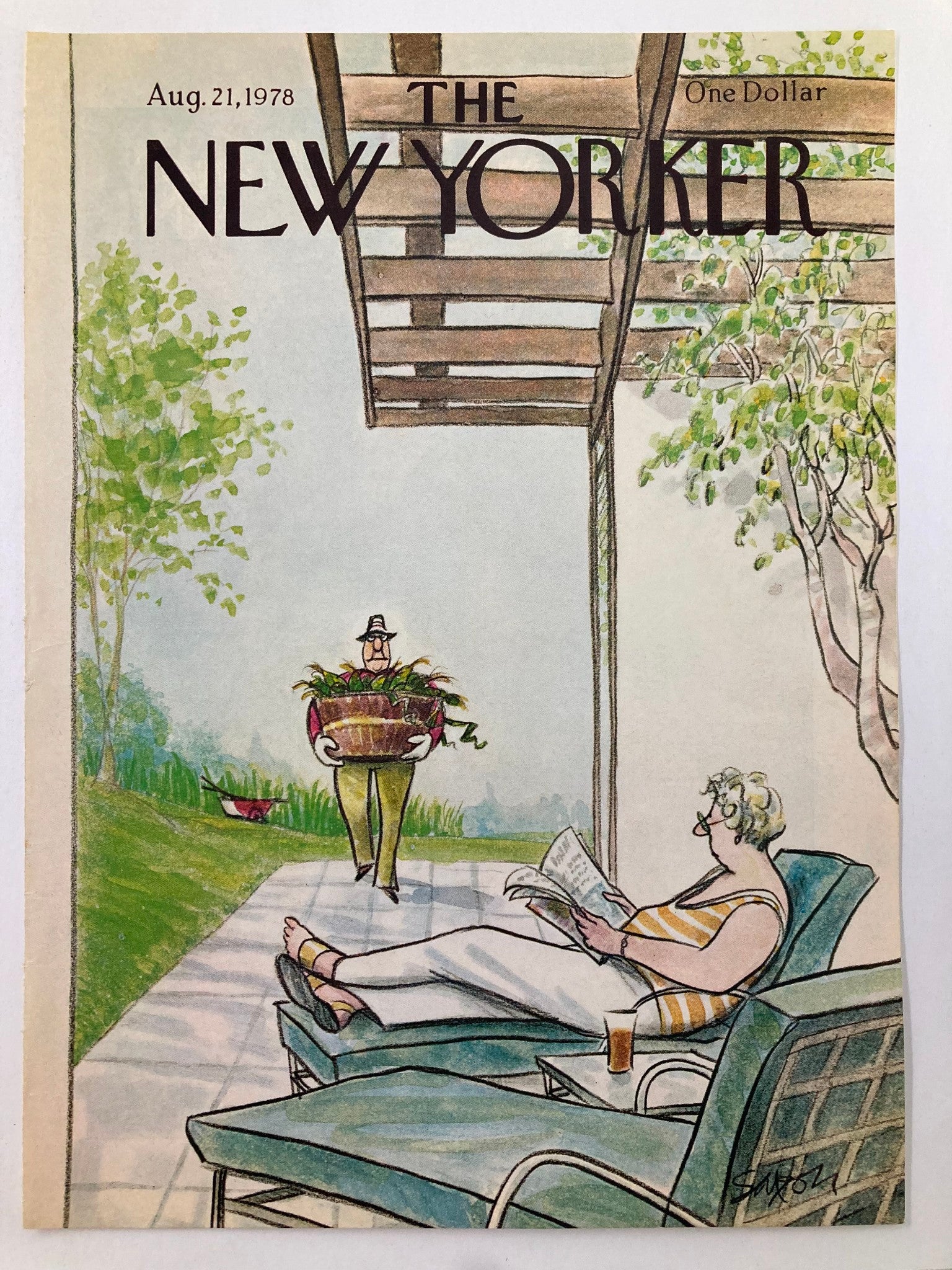 COVER ONLY The New Yorker August 21 1978 Delivery by Charles Saxon No Label