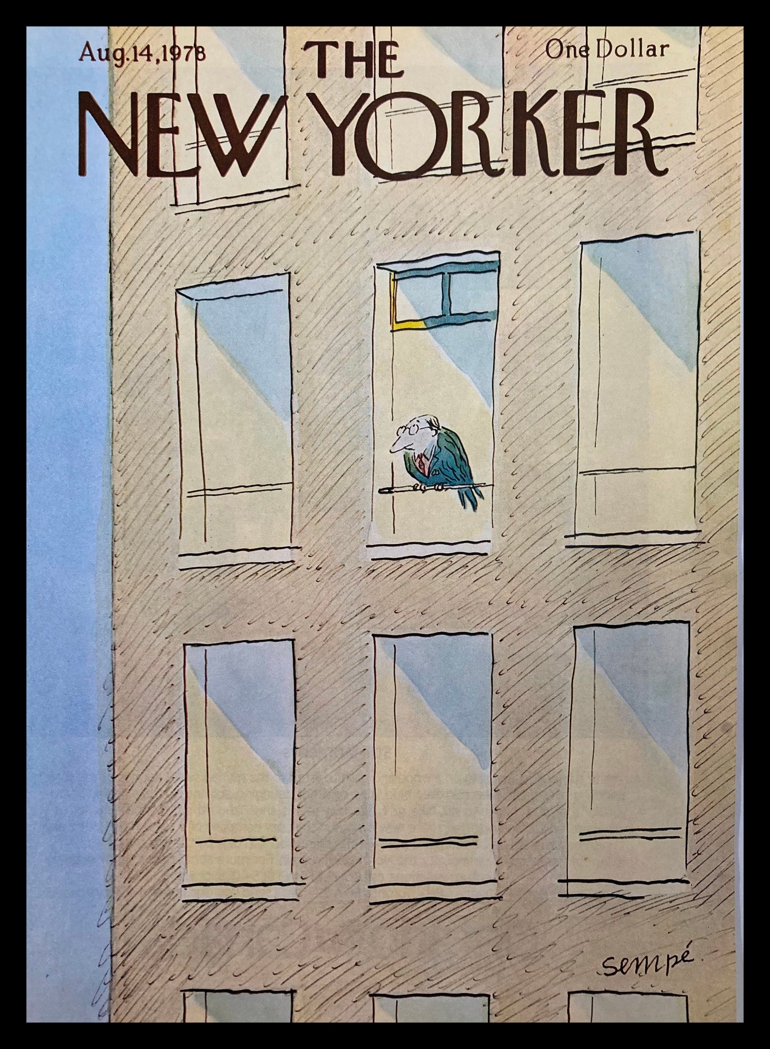 COVER ONLY The New Yorker August 14 1978 Birdhouse by J. J. Sempe No Label