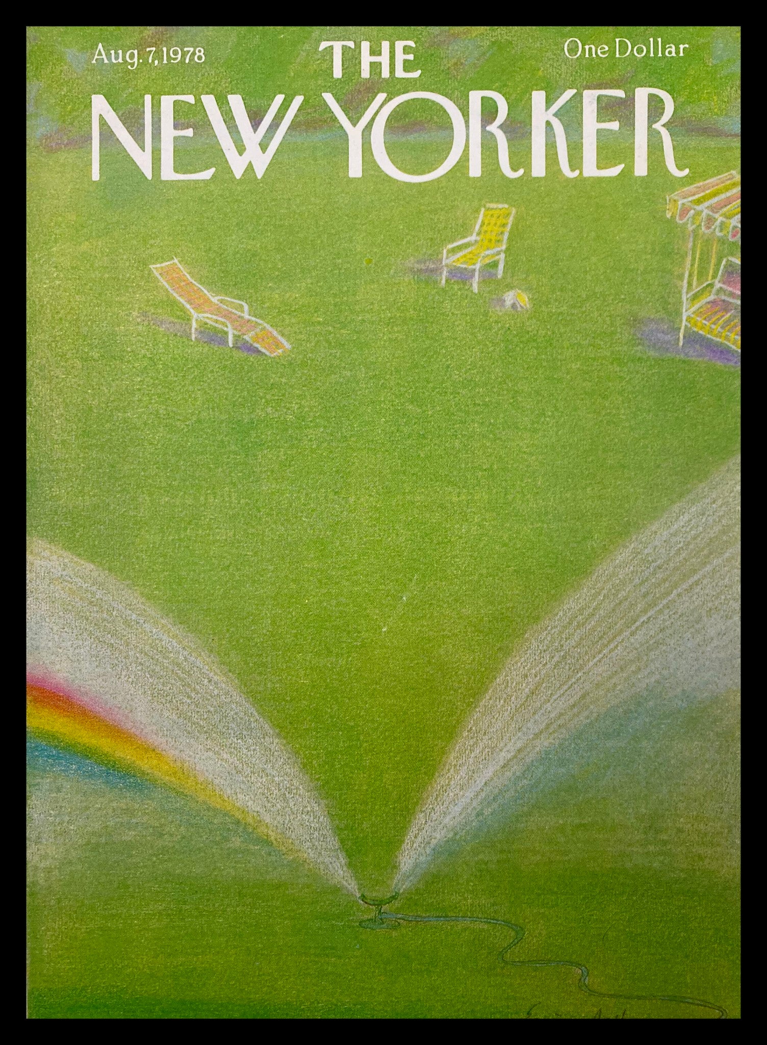 COVER ONLY The New Yorker August 7 1978 Sprinkler by Eugene Mihaesco No Label