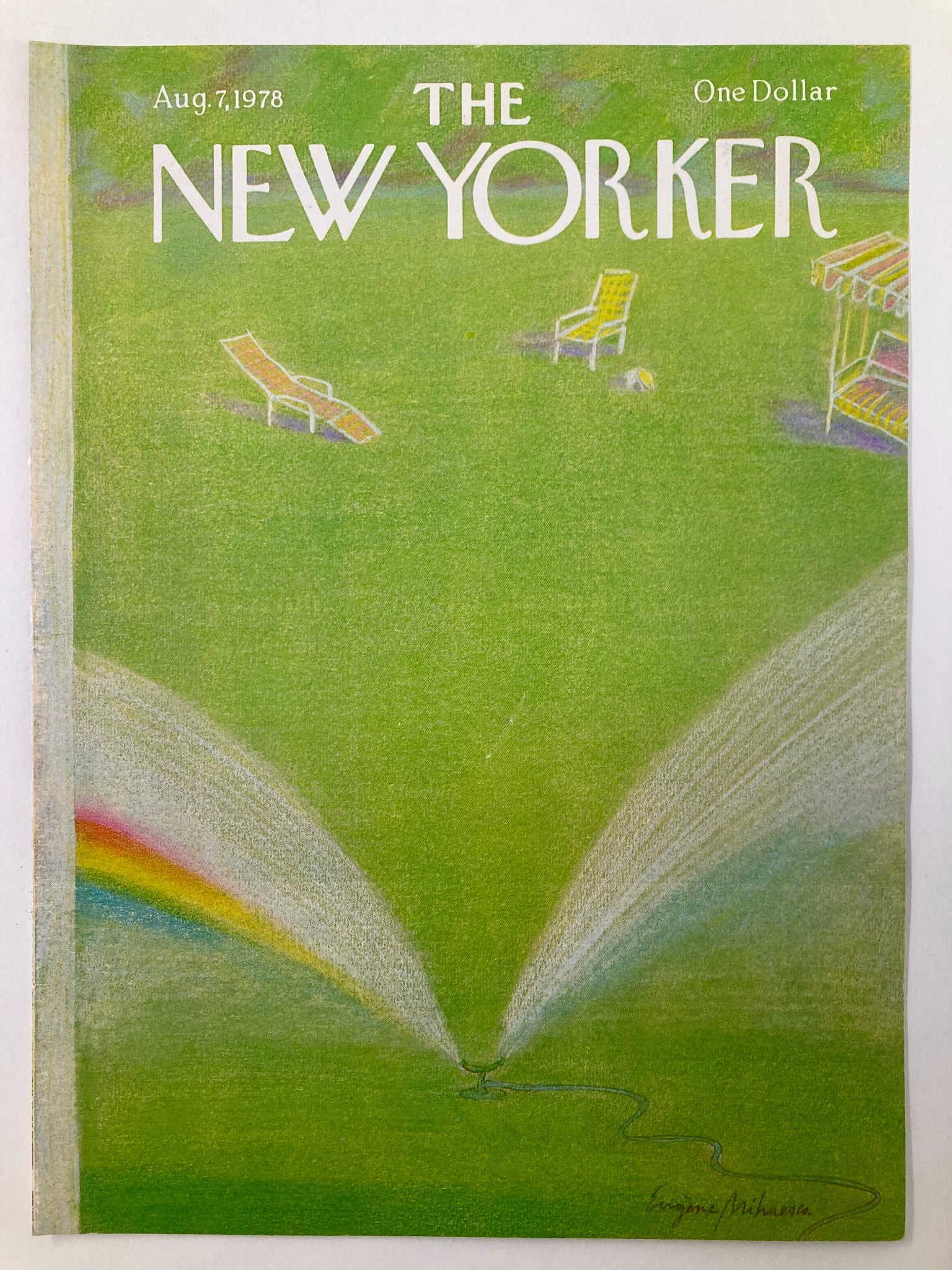 COVER ONLY The New Yorker August 7 1978 Sprinkler by Eugene Mihaesco No Label