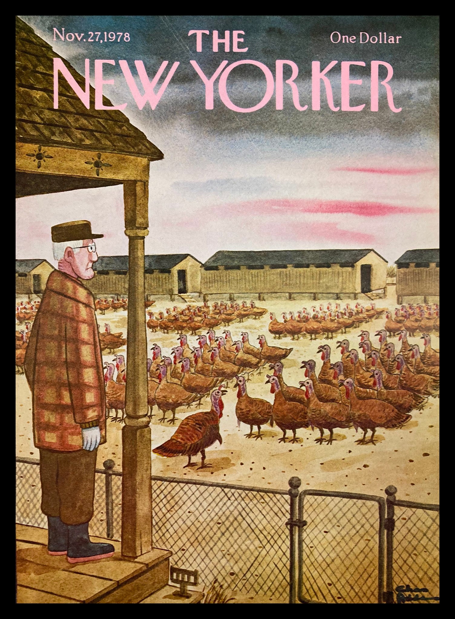 COVER ONLY The New Yorker November 27 1978 Turkey Farm by Chas Addams No Label