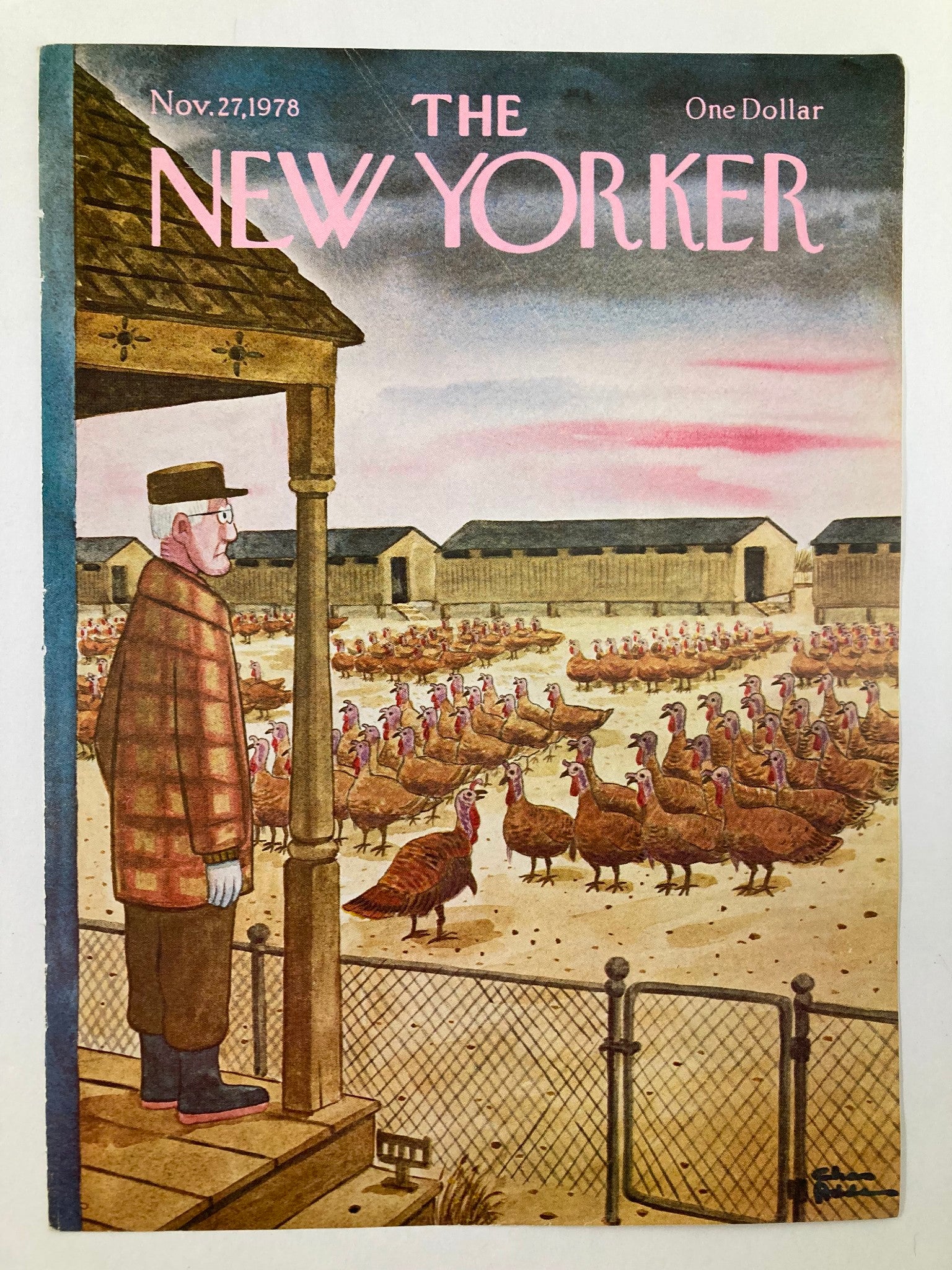 COVER ONLY The New Yorker November 27 1978 Turkey Farm by Chas Addams No Label