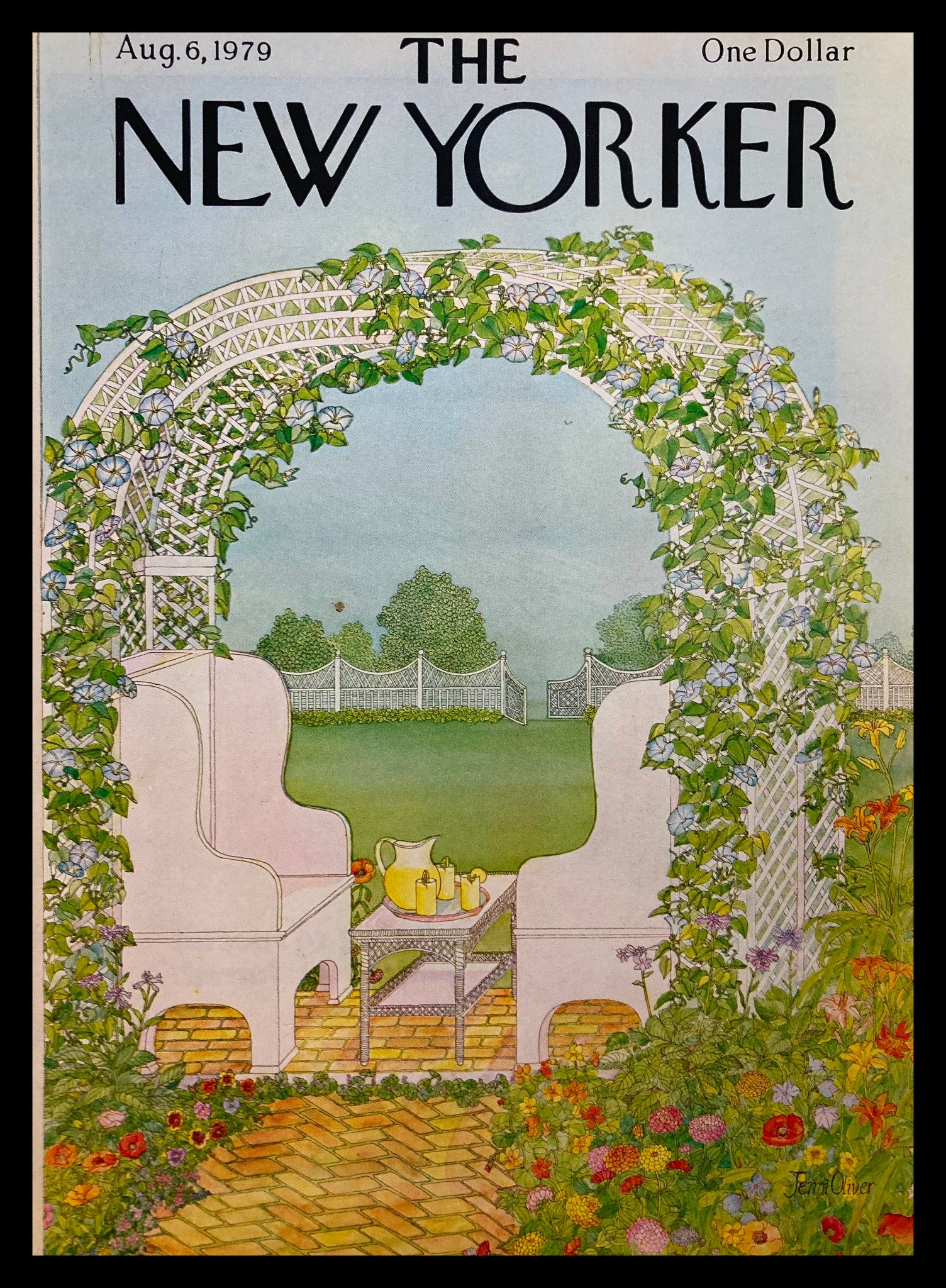 COVER ONLY The New Yorker August 6 1979 Garden View by Jenni Oliver No Label