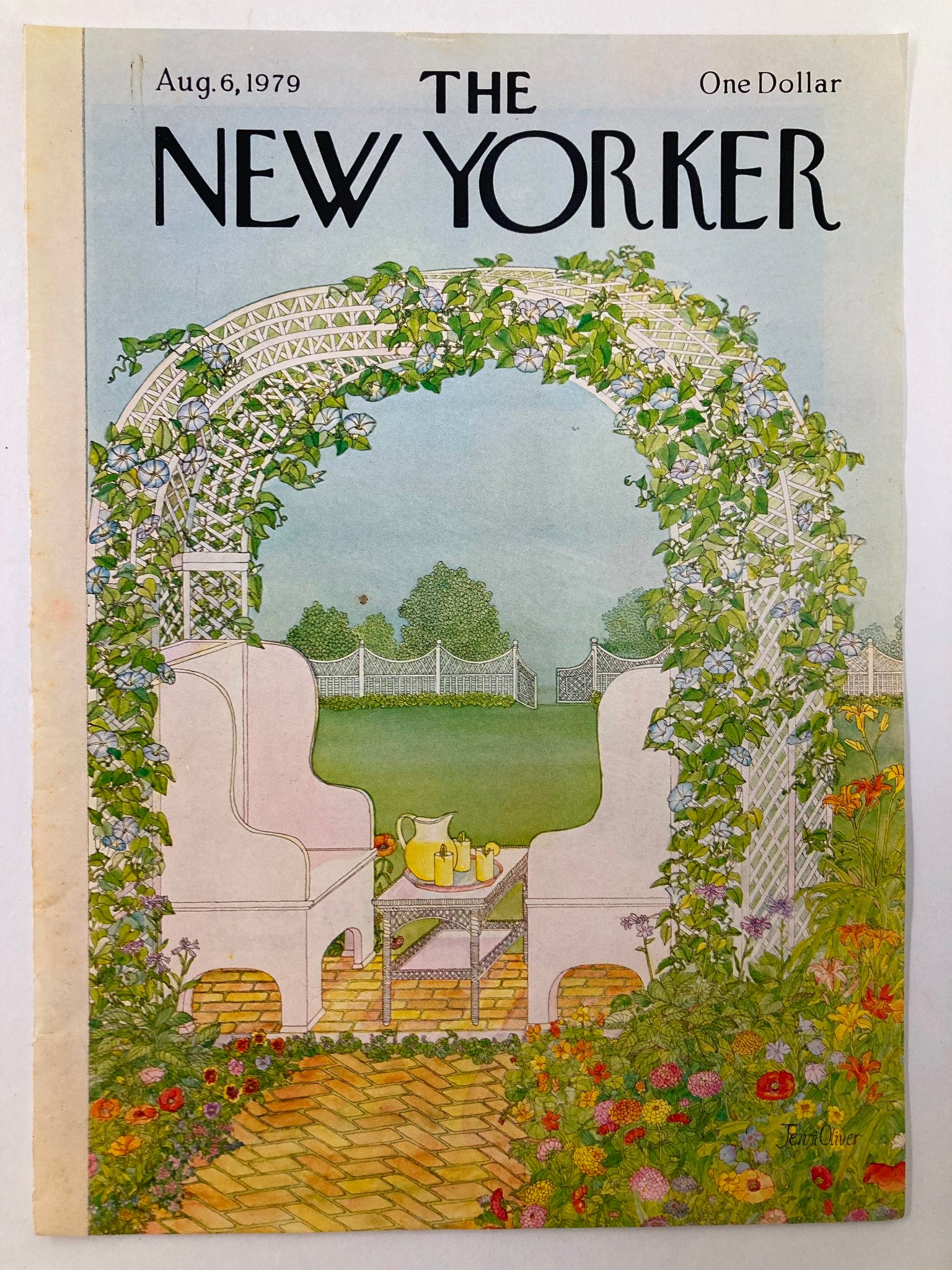 COVER ONLY The New Yorker August 6 1979 Garden View by Jenni Oliver No Label