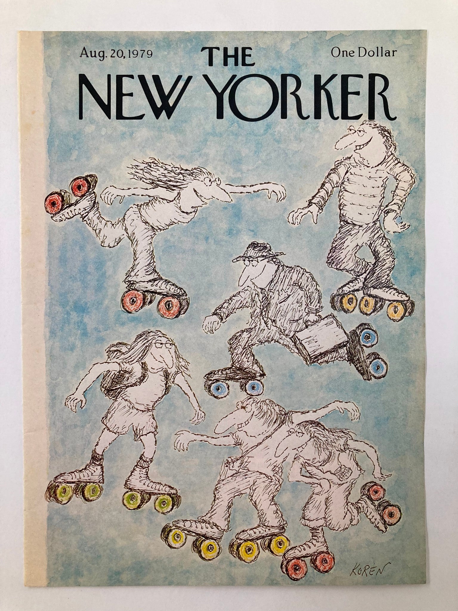 COVER ONLY The New Yorker August 20 1979 Roller Skates by Edward Koren No Label