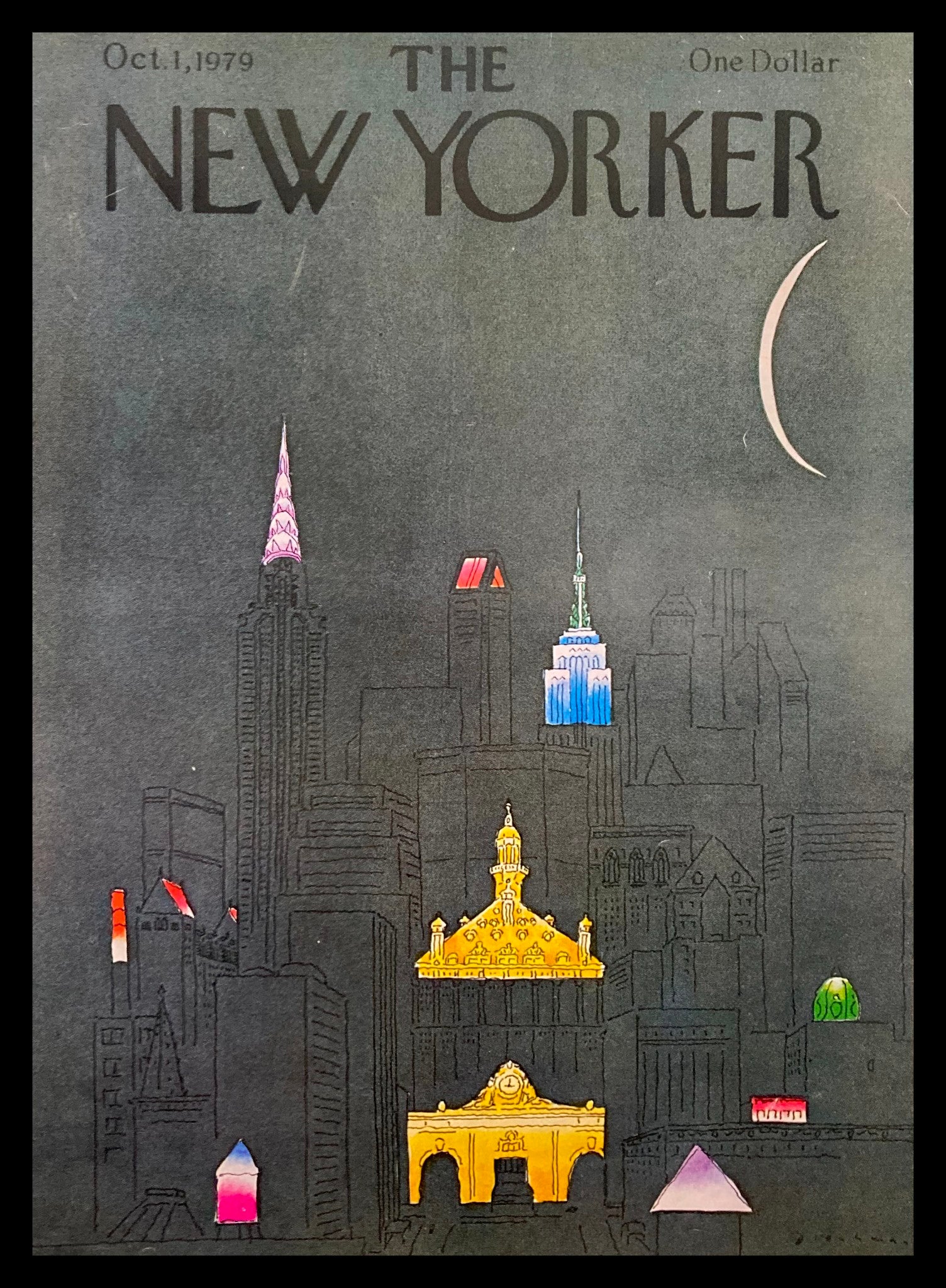 COVER ONLY The New Yorker October 1 1979 Night Lights by R.O. Blechman No Label