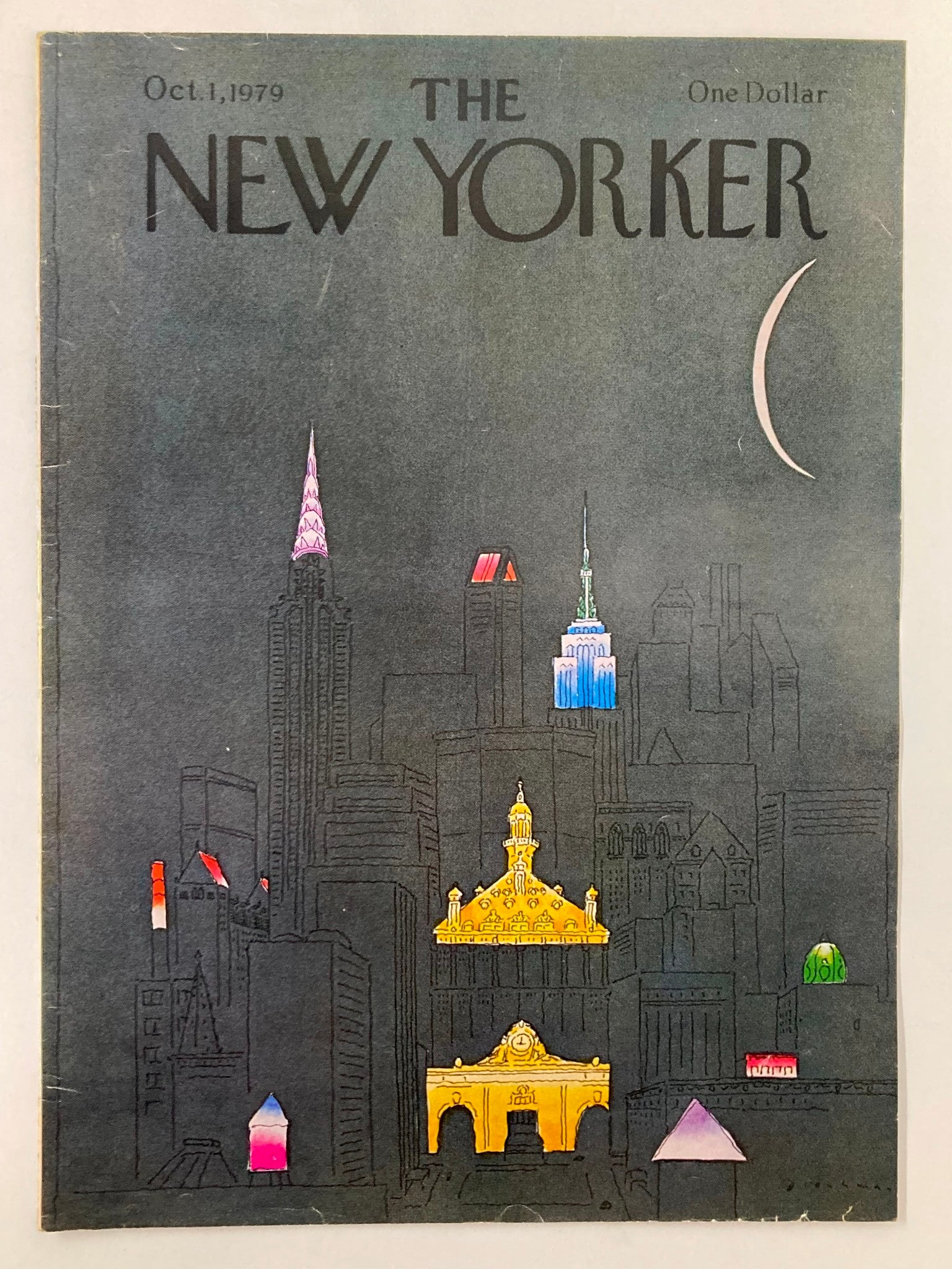 COVER ONLY The New Yorker October 1 1979 Night Lights by R.O. Blechman No Label