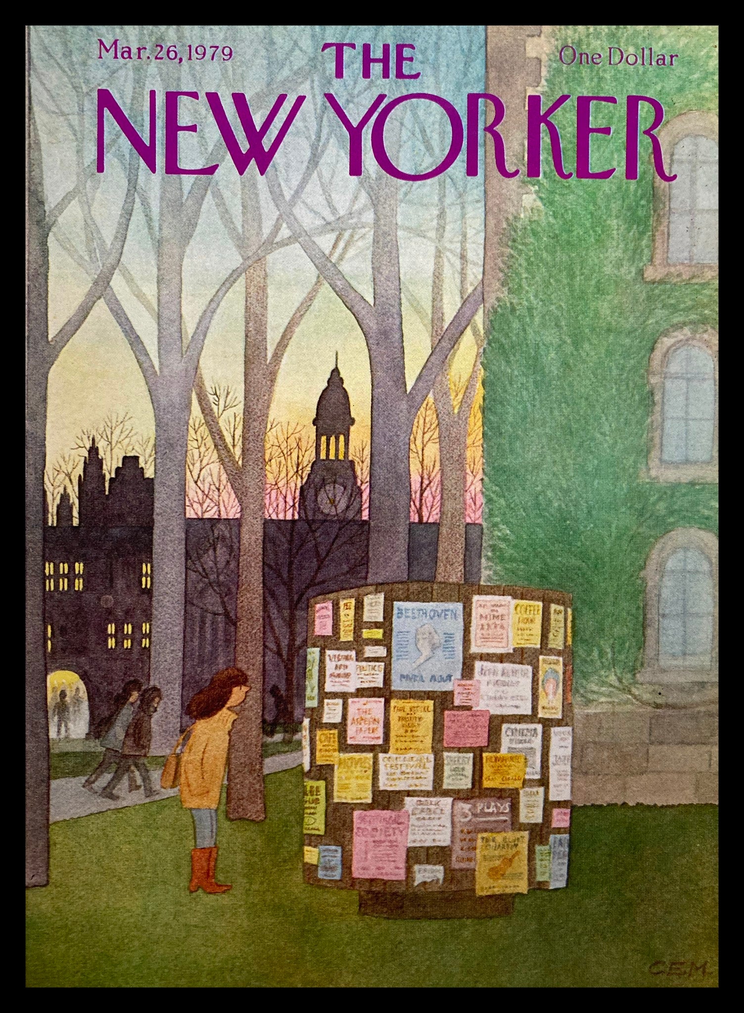 COVER ONLY The New Yorker March 26 1979 News Board by Charles E. Martin No Label