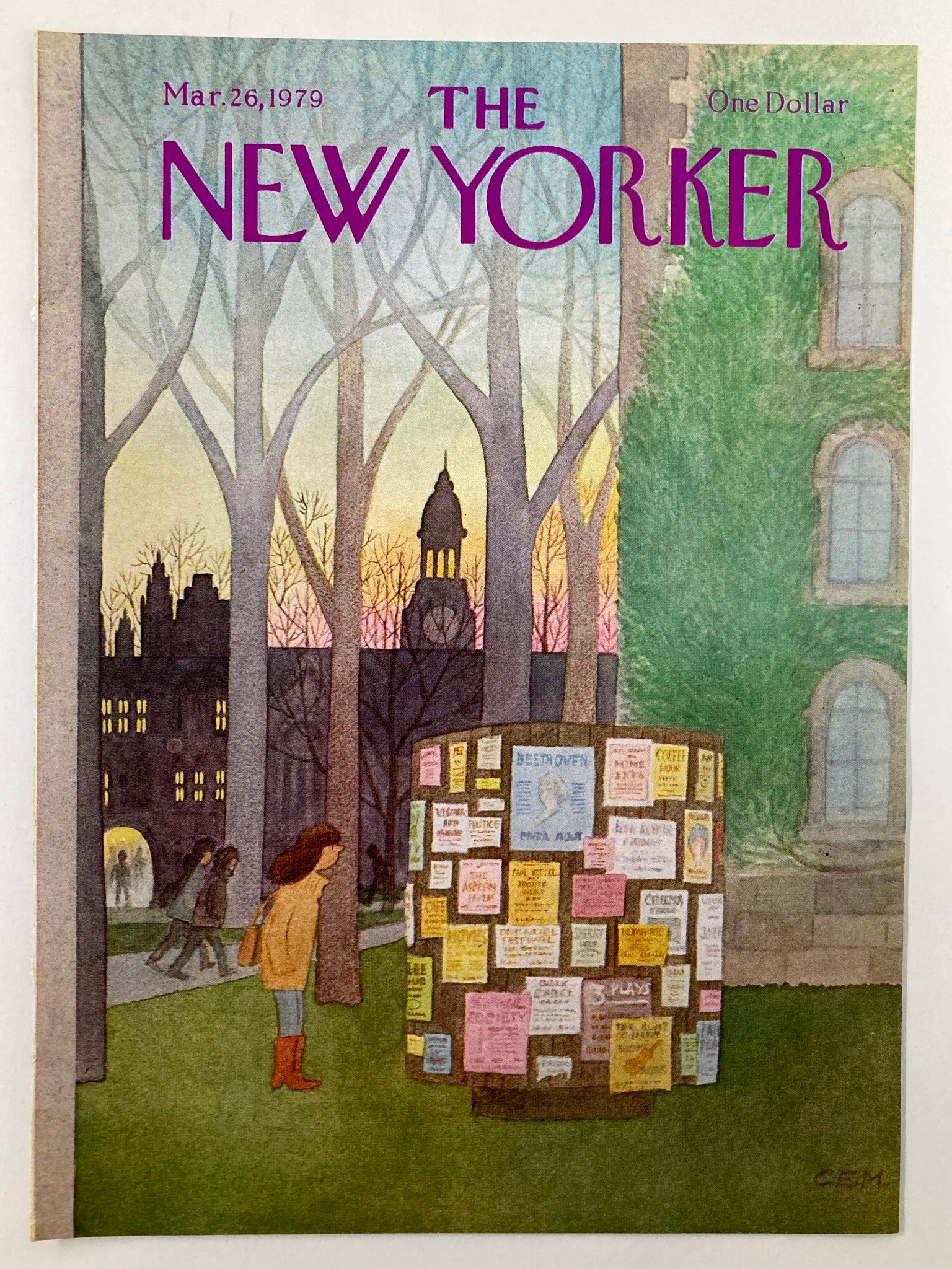 COVER ONLY The New Yorker March 26 1979 News Board by Charles E. Martin No Label