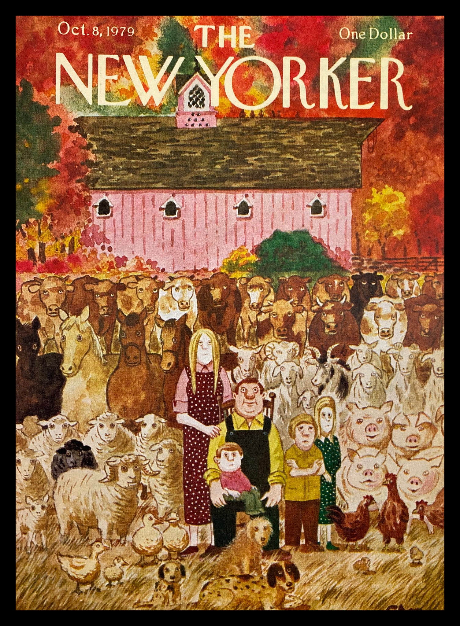 COVER ONLY The New Yorker October 8 1979 Farm Family by Chas Addams No Label