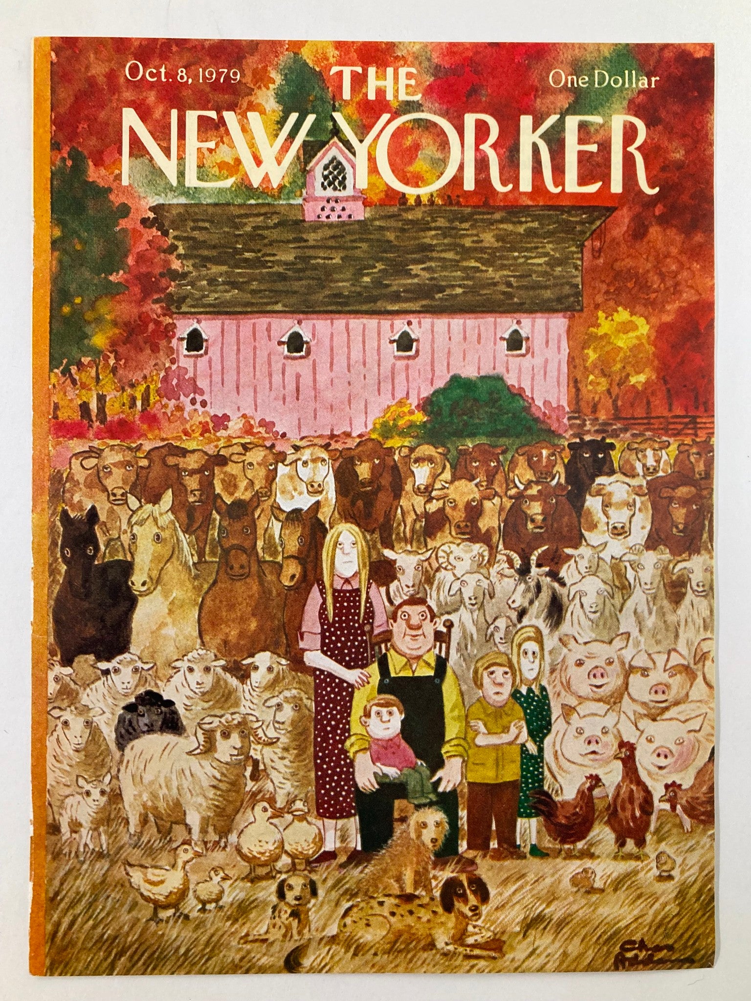 COVER ONLY The New Yorker October 8 1979 Farm Family by Chas Addams No Label