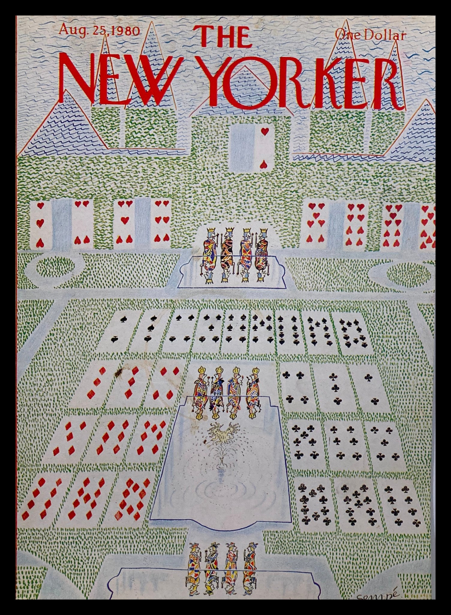 COVER ONLY The New Yorker August 25 1980 Royal Flush by J. J. Sempe No Label