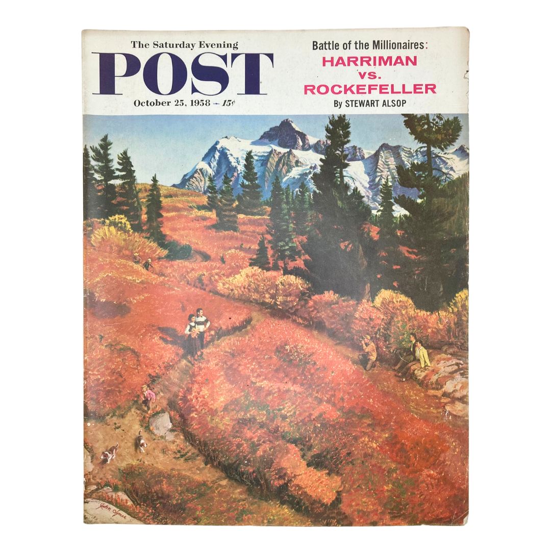 Saturday Evening Post Magazine October 25 1958 Fiery Hillside - Clymer No Label