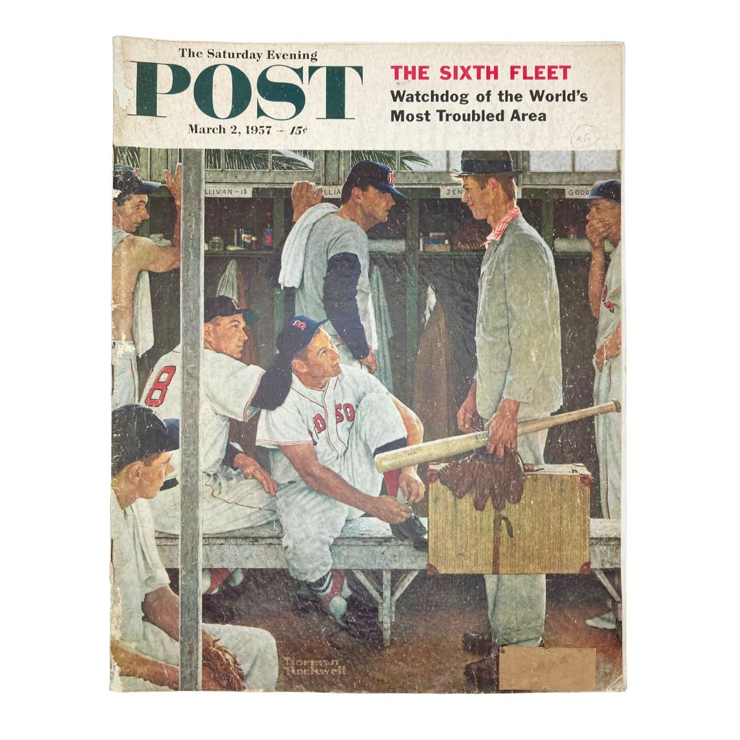 Saturday Evening Post Magazine March 2 1957 Boston Red Sox - Norman Rockwell