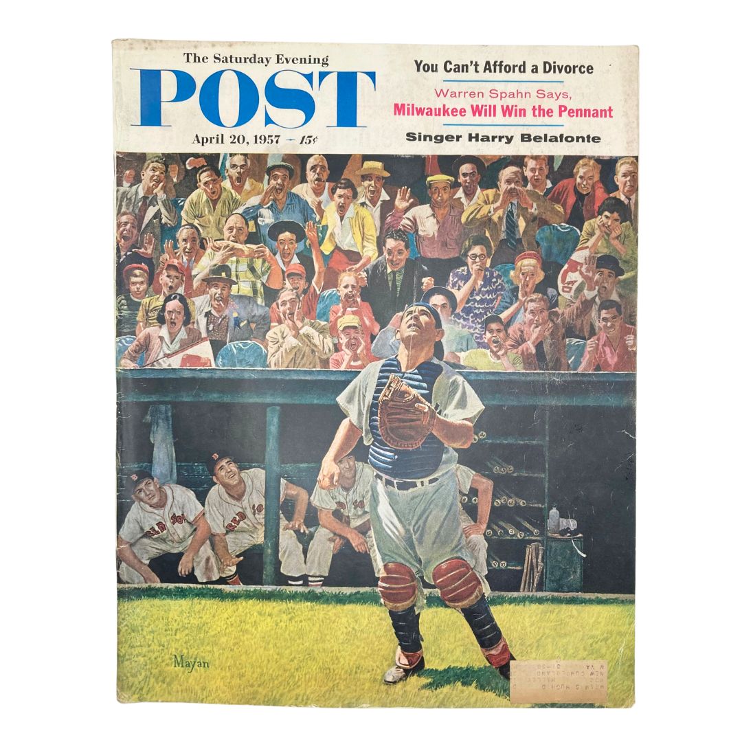 Saturday Evening Post Magazine April 20 1957 Yogi Berra Cover - Mayan