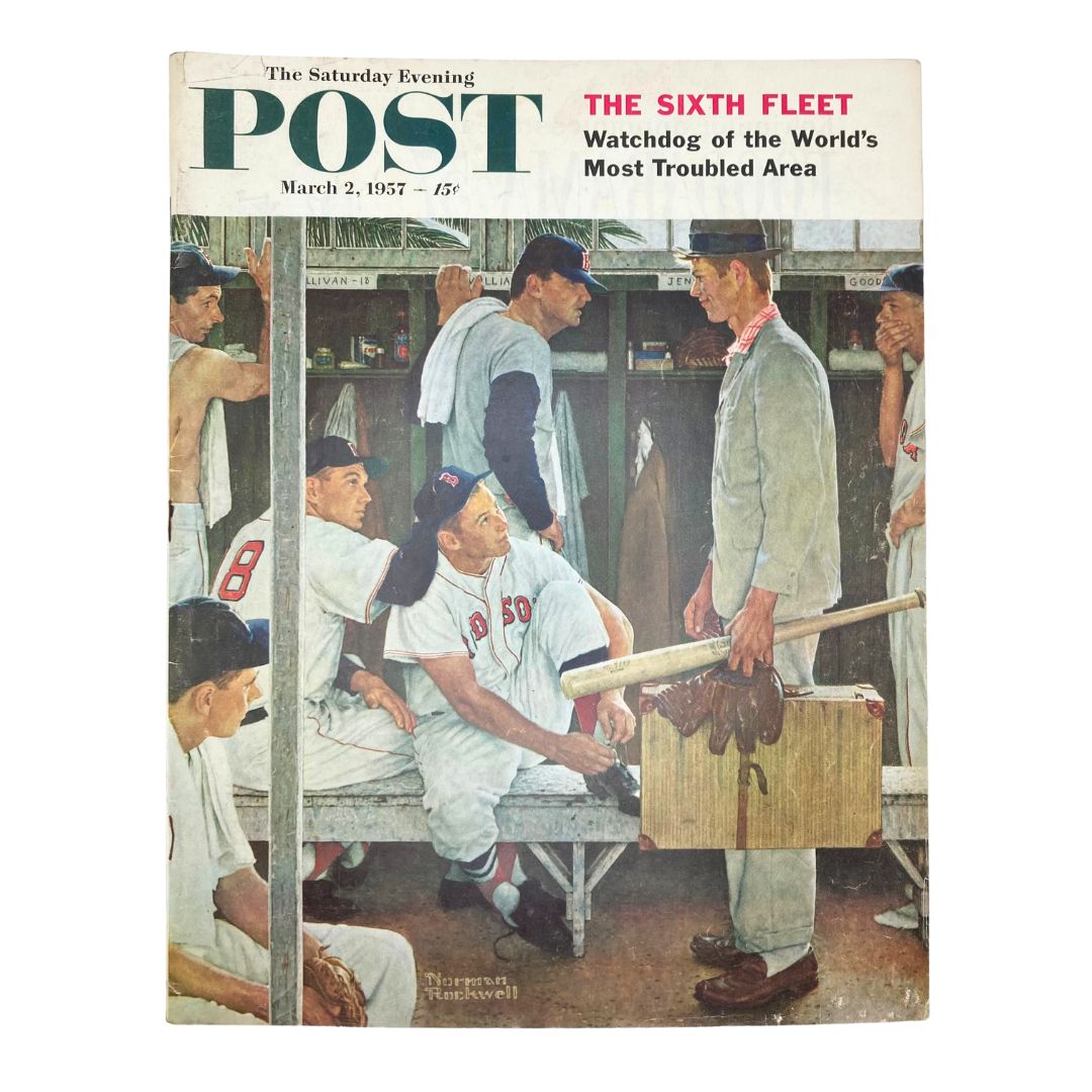 RES*Saturday Evening Post Magazine March 2 1957 Boston Red Sox - Norman Rockwell