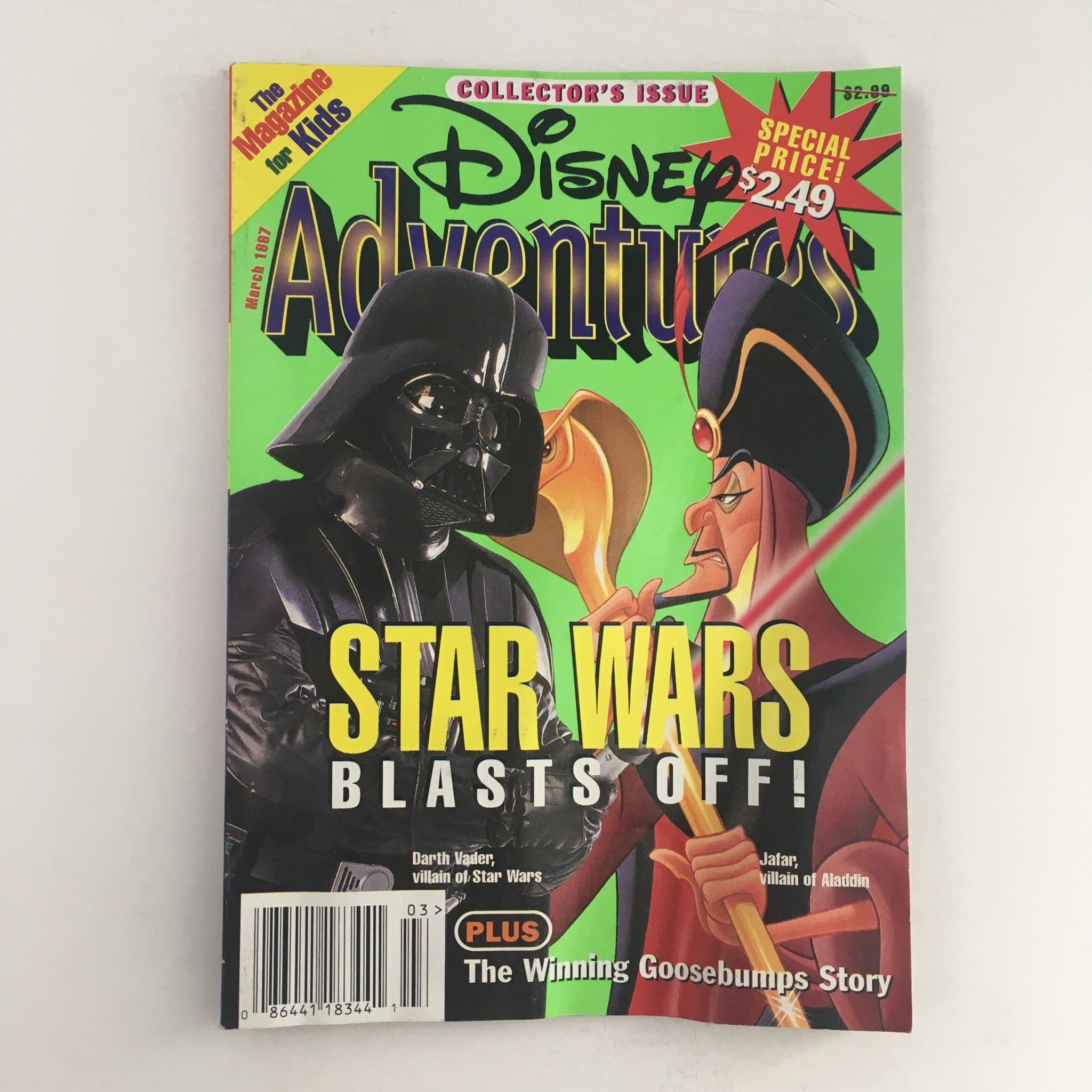 Disney Adventures Magazine March 1997 Darth Vader & Jafar Disney Villains, VG