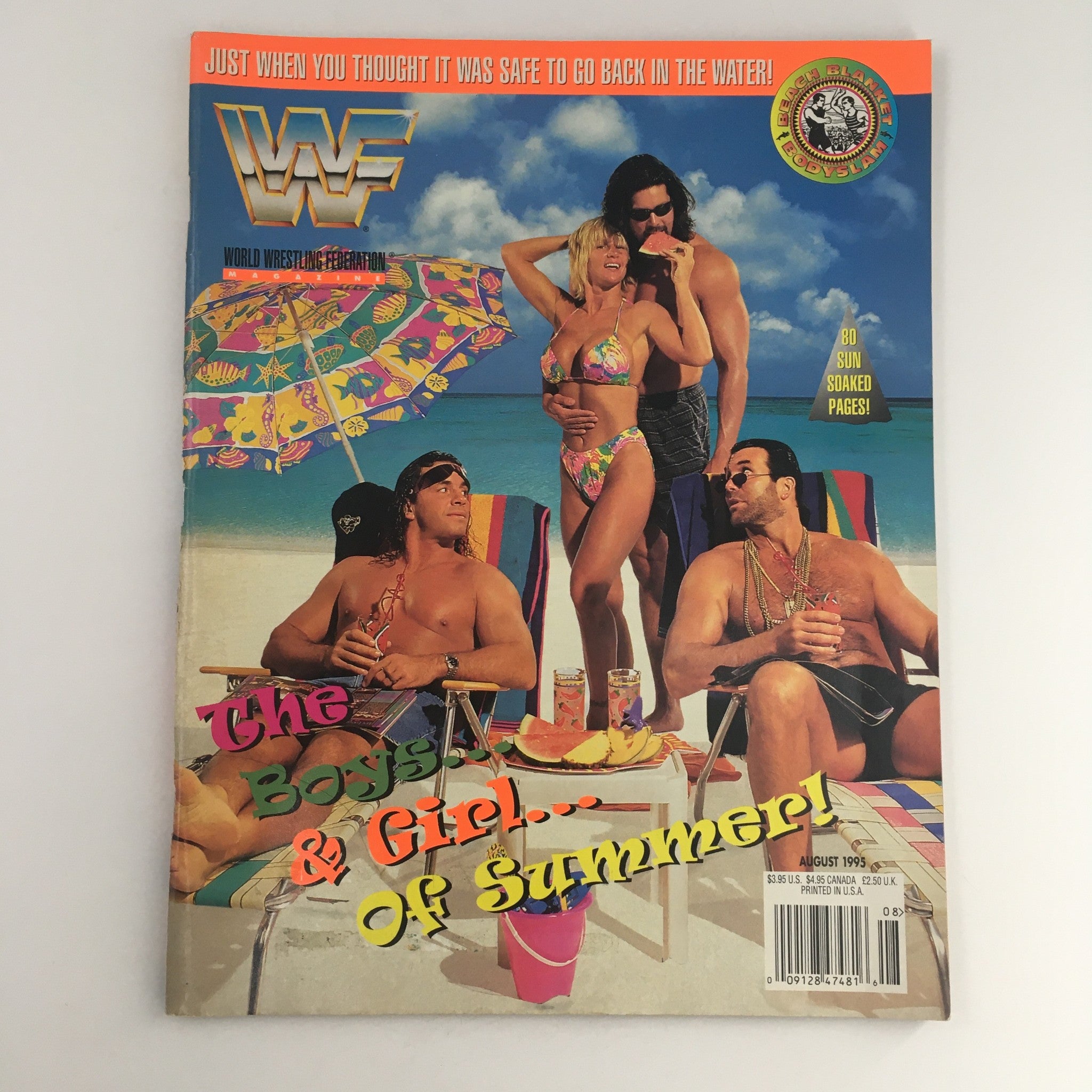 WWF Magazine August 1995 The Boys & Girls f Summer & Umpire Larry Young, VG