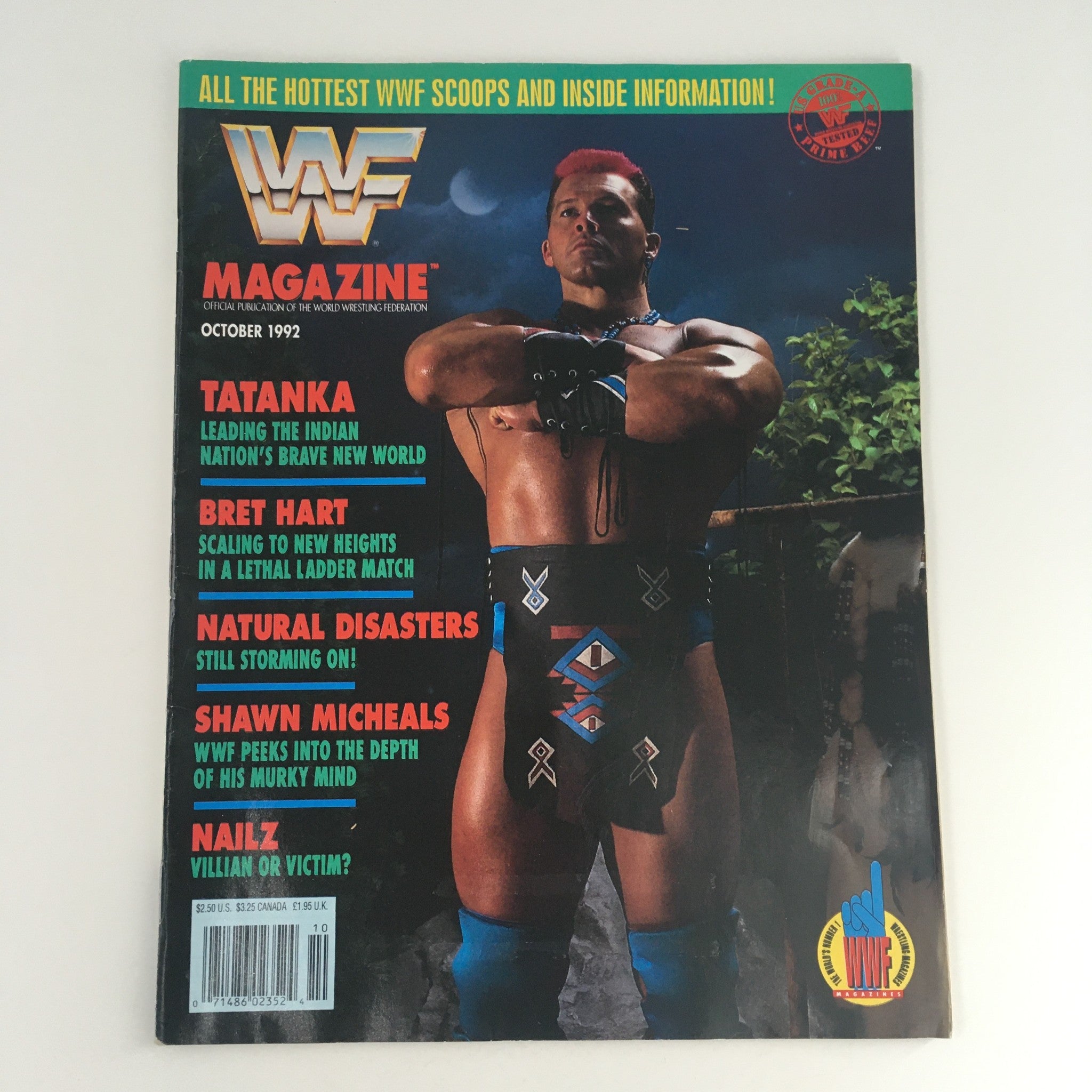 WWF Magazine October 1992 Tatanka & Bret Heart & Shawn Michaels & Nailz, VG