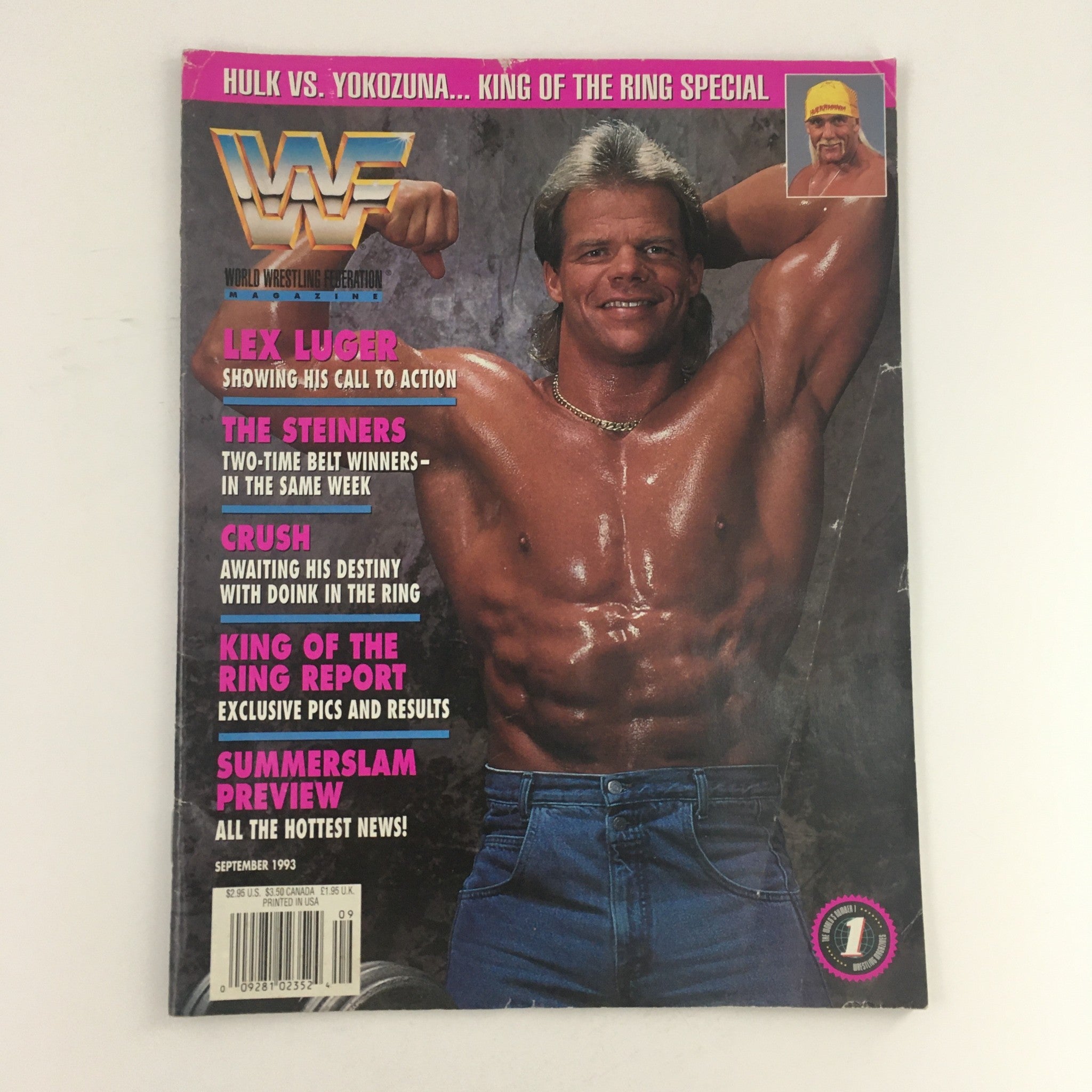 WWF Magazine September 1993 Hulk Hogan & Lex Luger & The Steiners, No Label VG