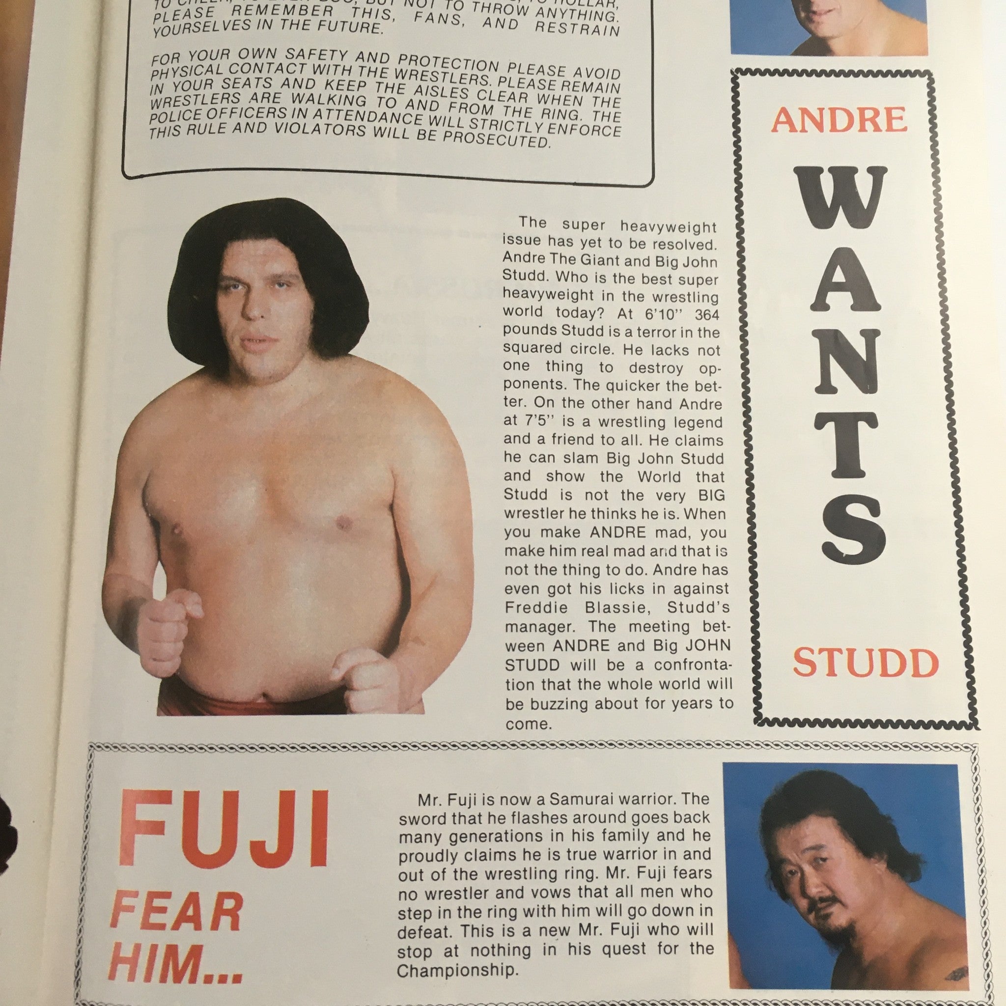 Major League Wrestling 1983 Issue #175 Andre the Giant & Mr. Fuji, No Label