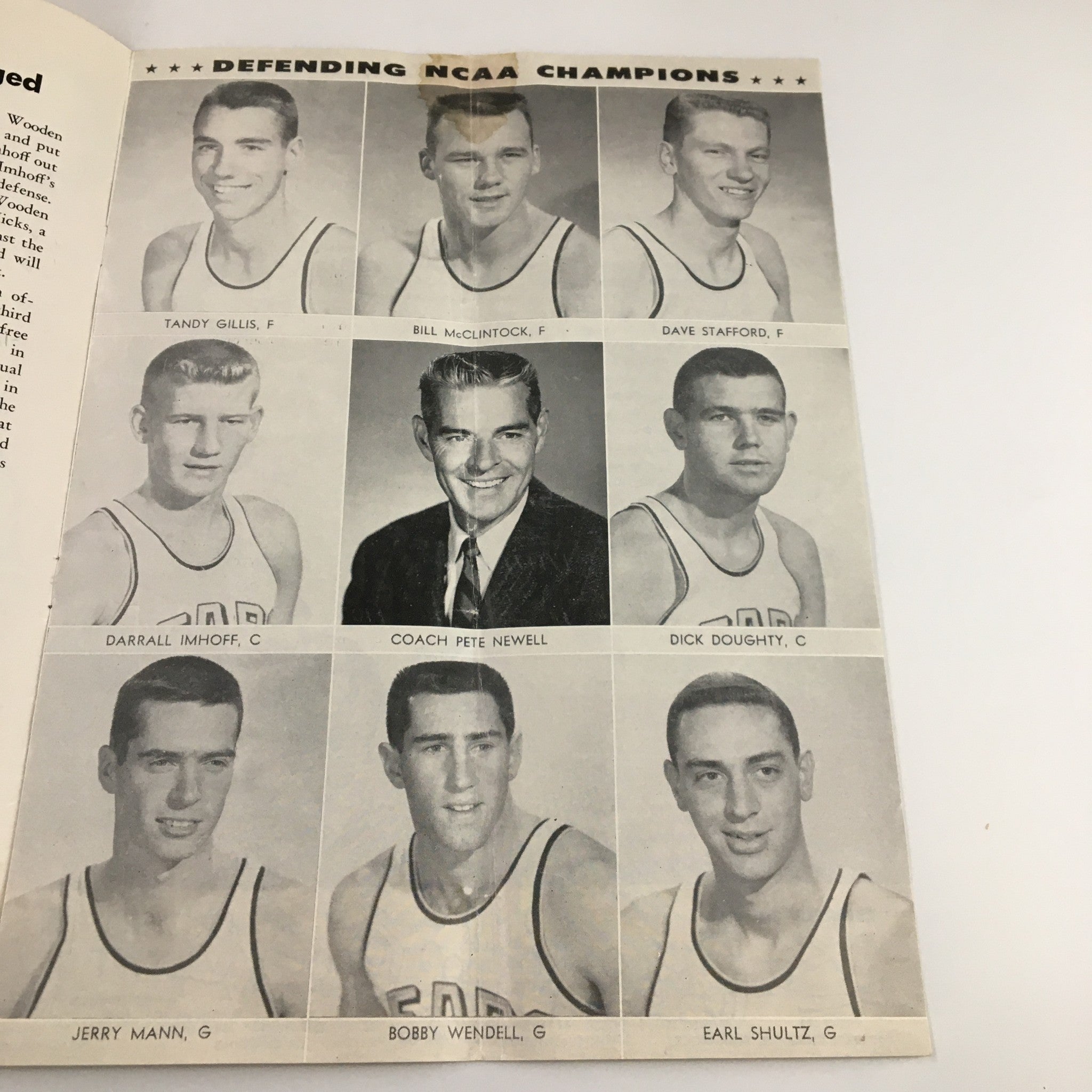 1960 UCLA Bruins USC Trojans John Wooden Preliminary Game Basketball Program