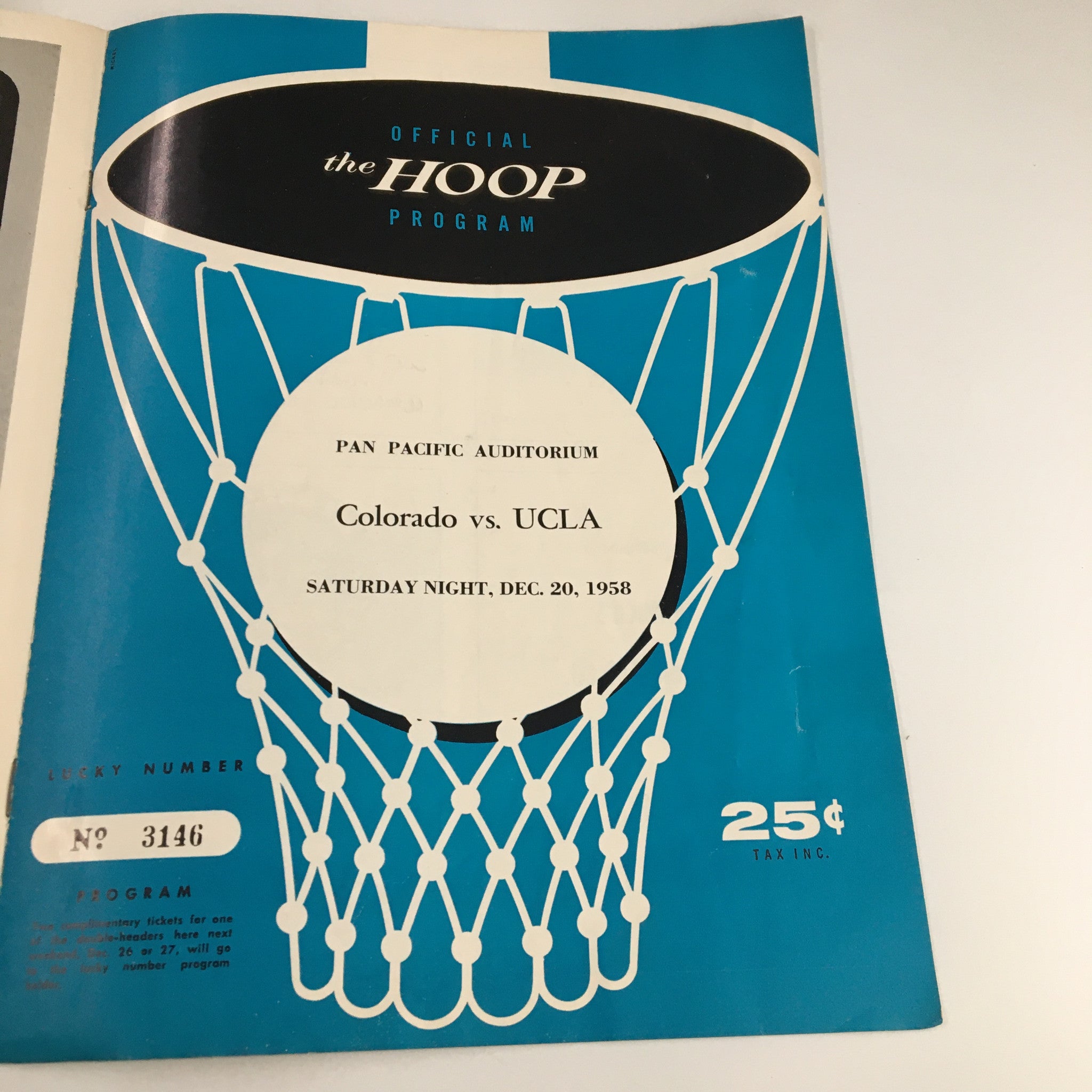 December 20 1958 NCAA Basketball Colorado vs UCLA The Hoop Official Program